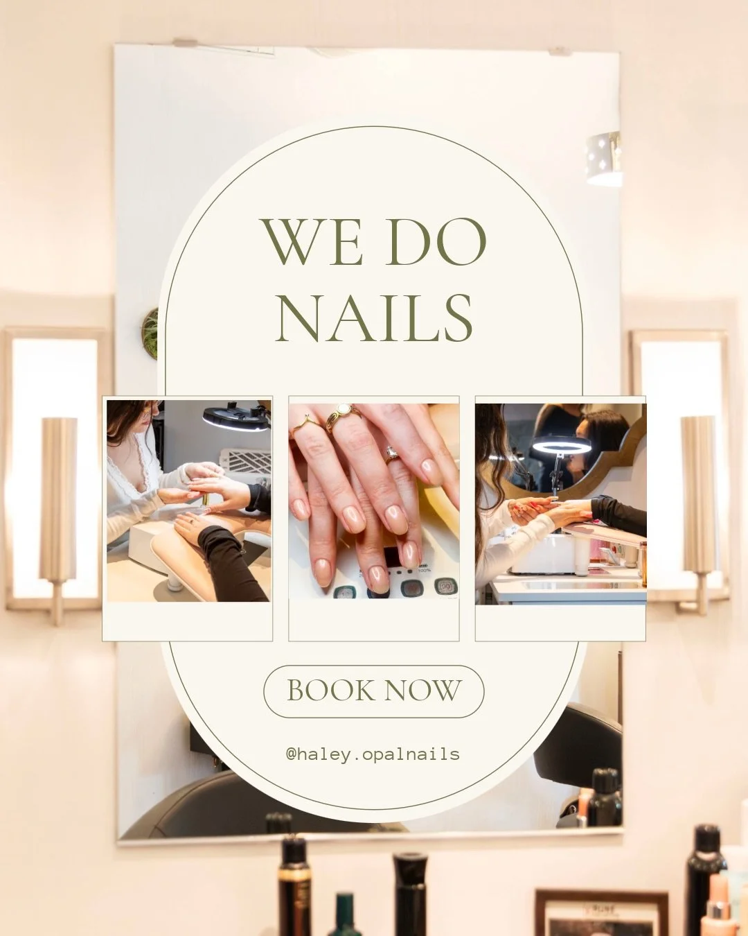 We offer state of the art nail services! Our 2x certified nail technician specializes in structured gel manicures and nail art. Check out @hailey.opalnails for bookings!