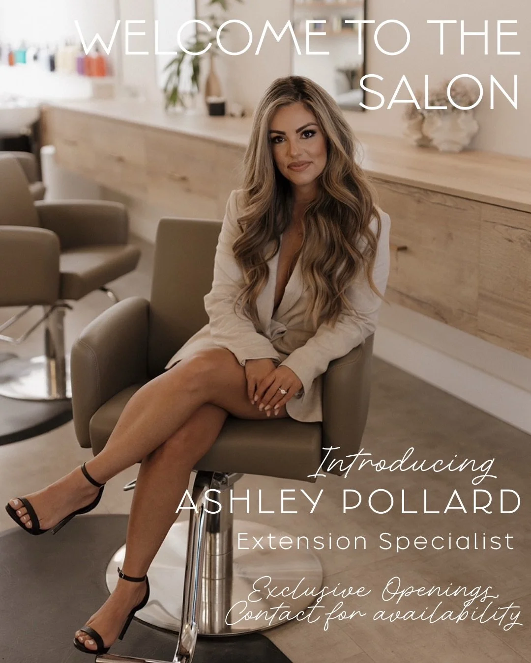 WE KEEP GROWING👏🏽✨ So excited to introduce our very own hair extension specialist, Ashley Pollard. A salon owner herself from California, Ashley has over 17 years of experience and specializes in hand tied extension services. Her availability is li