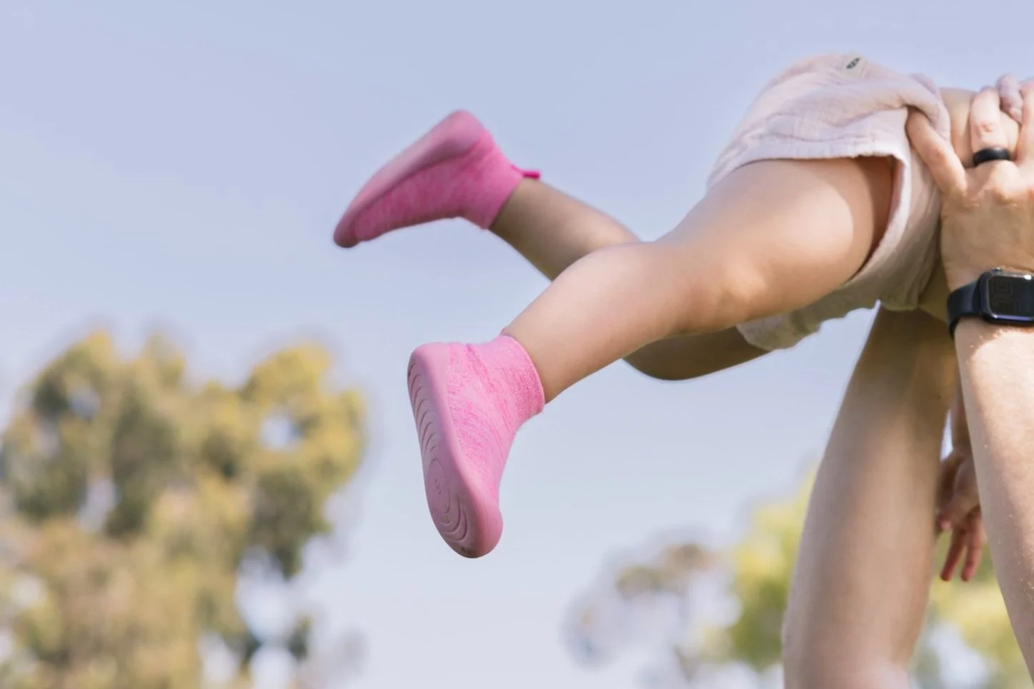 An early walker shoe with molded outsole and sock knit upper, branded as "The Denver" Worked on fit, design, and photography direction