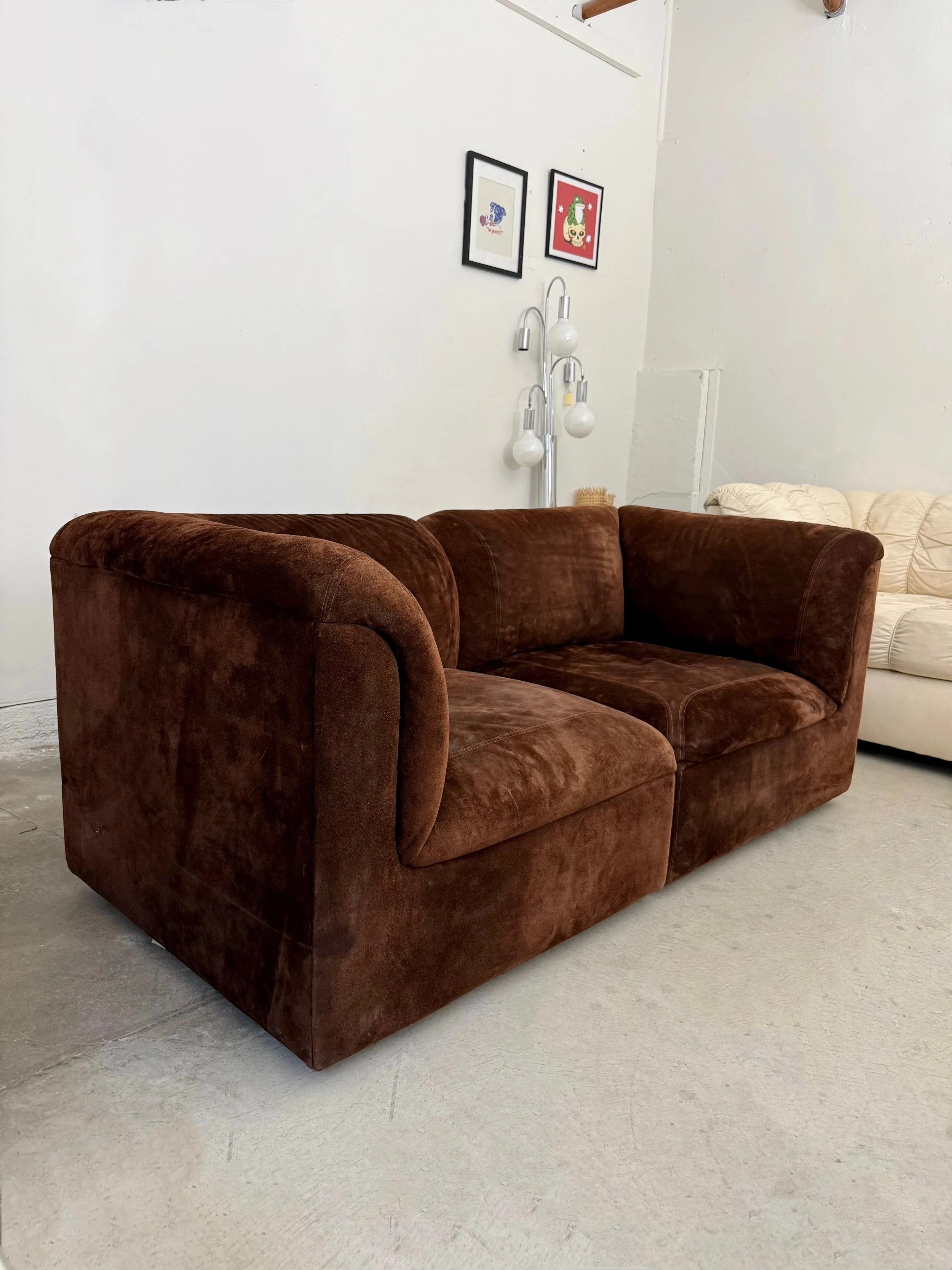 Brown Suede Modular sofa