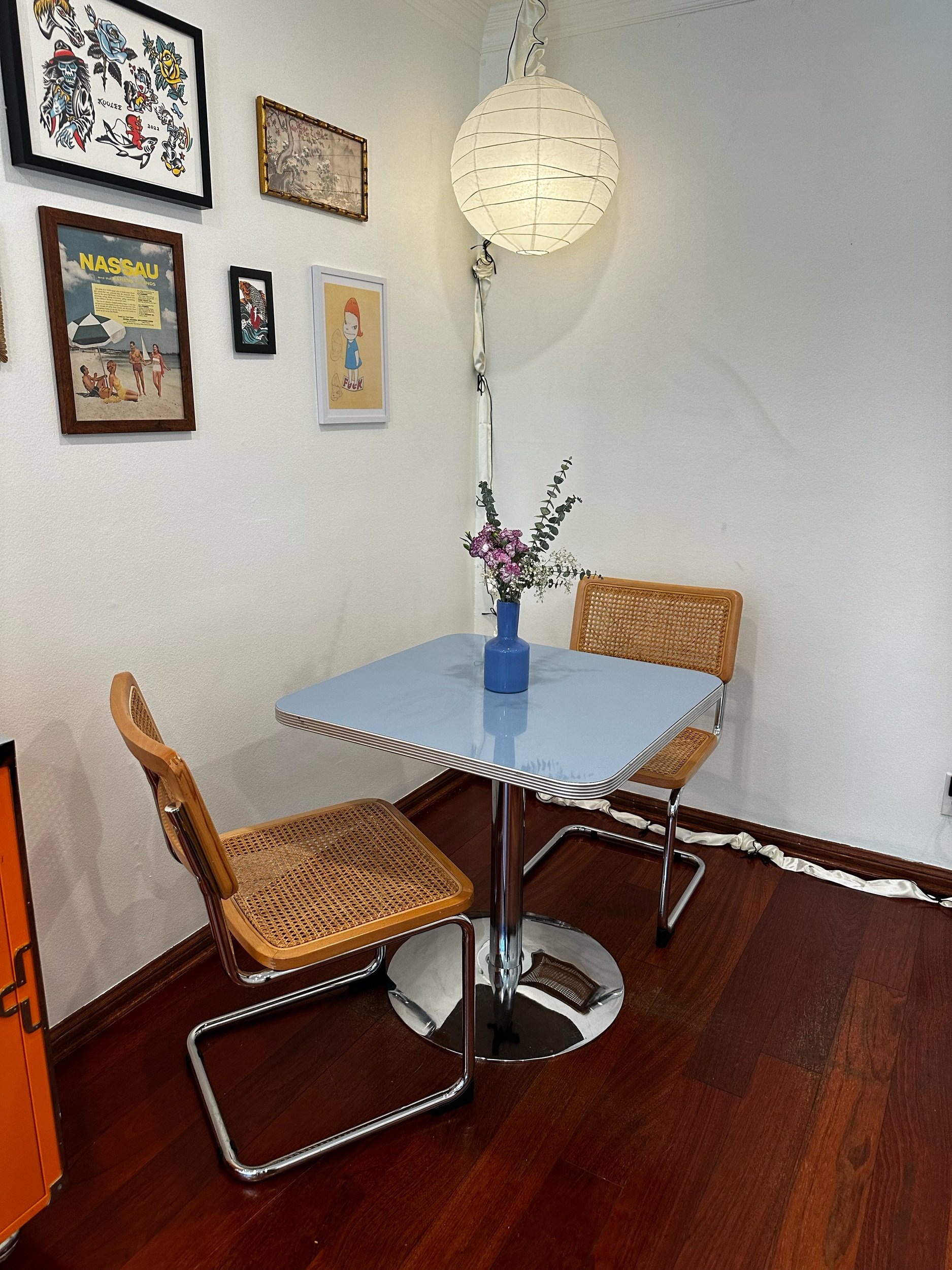 Retro 1950's Baby Blue Chrome Dining Table
