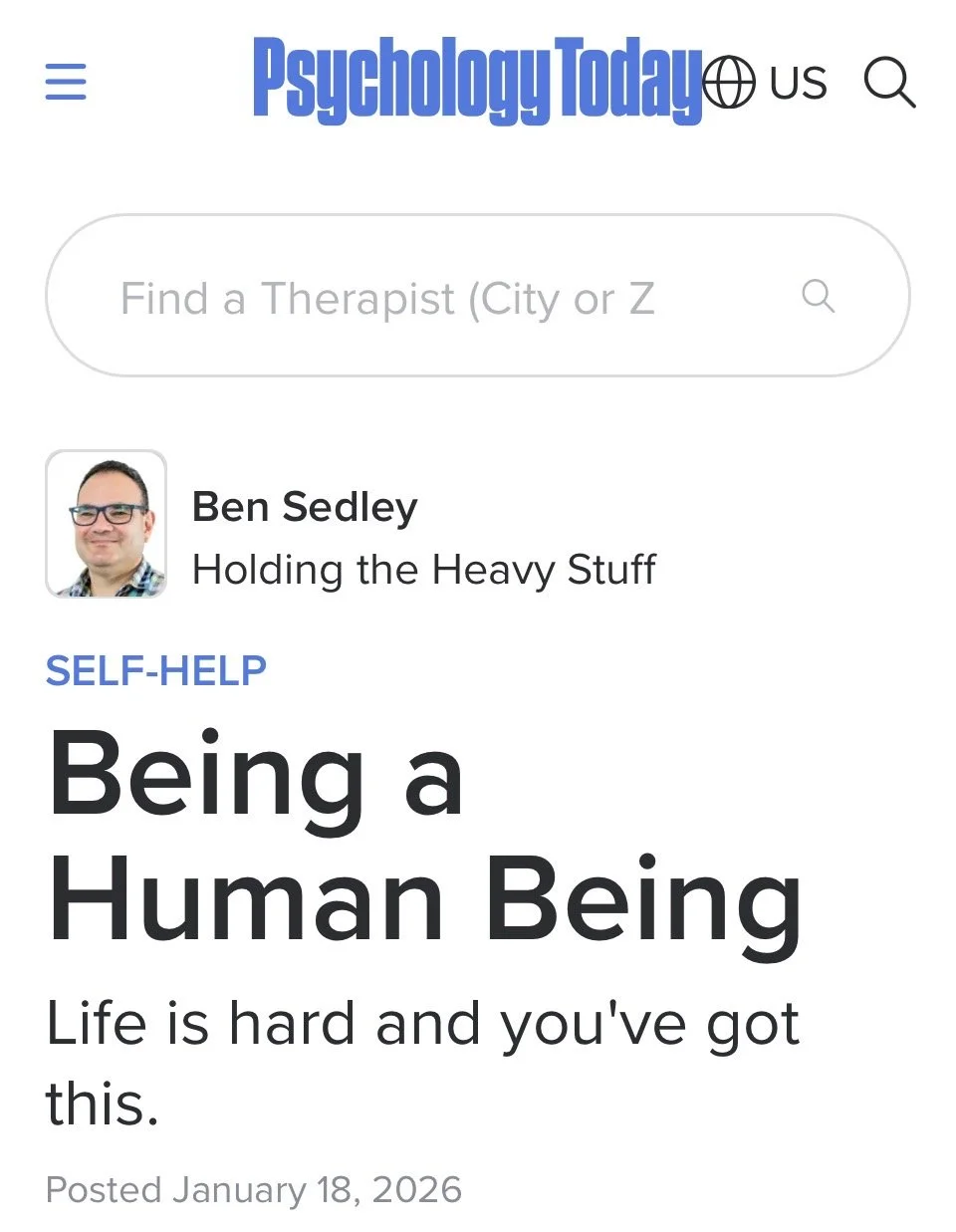 Psychology Today monthly blog