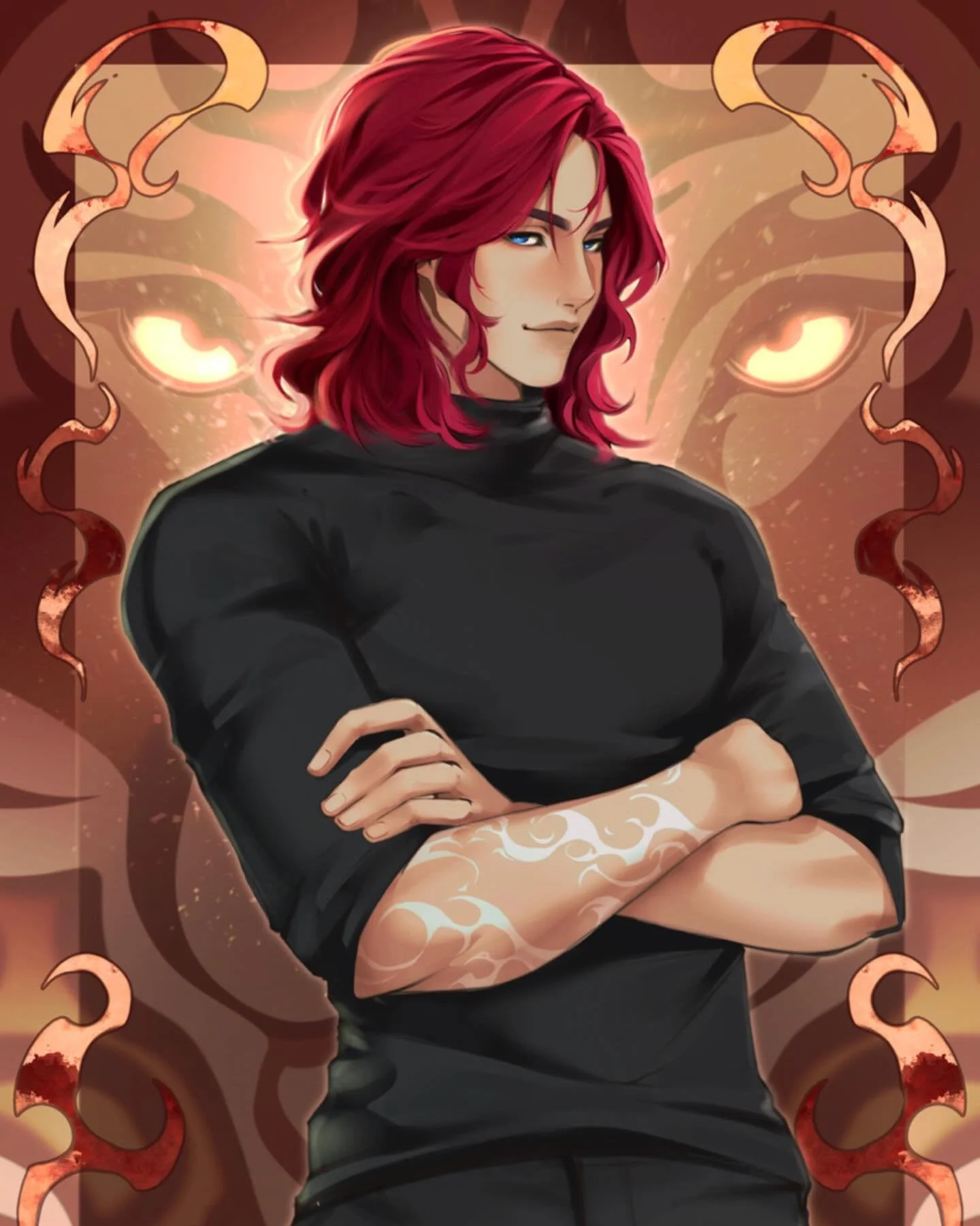 Meet the Character Monday: Kiran Sulien, our favorite resident fun-loving, fire wielder. ❤️&zwj;🔥 
&bull;
&bull;
&bull;
#characterillustration #characterart #fantasyromancebooks #arequiemforfallenstars #favcharacter 

Who do you want to see next wee