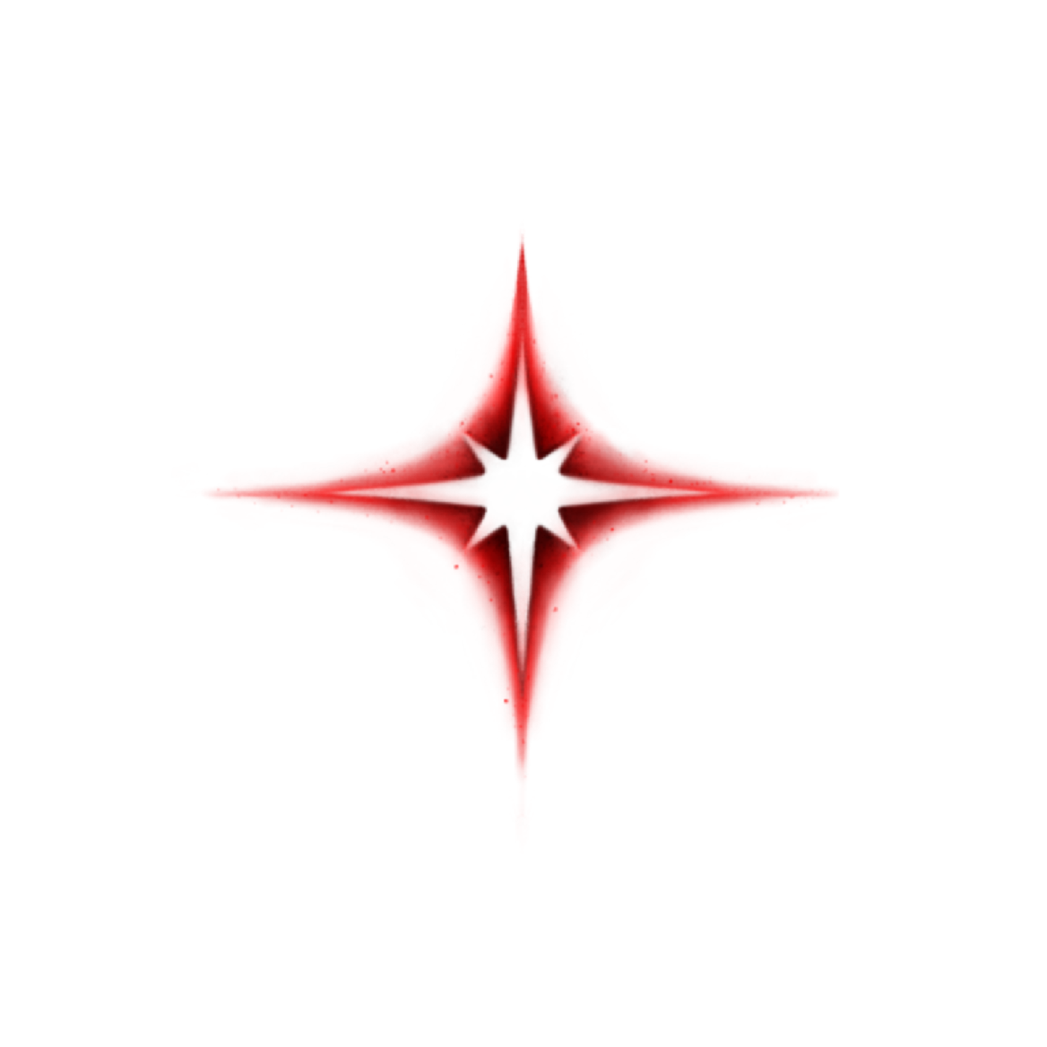 A red and black image representing an abstract digital illustration resembling a 3D star or explosion with symmetric lines radiating from the center.