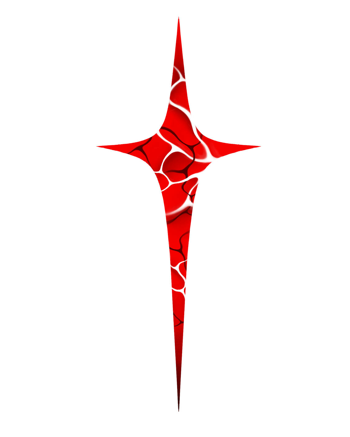 A stylized black and red star-shaped graphic with a wavy appearance.