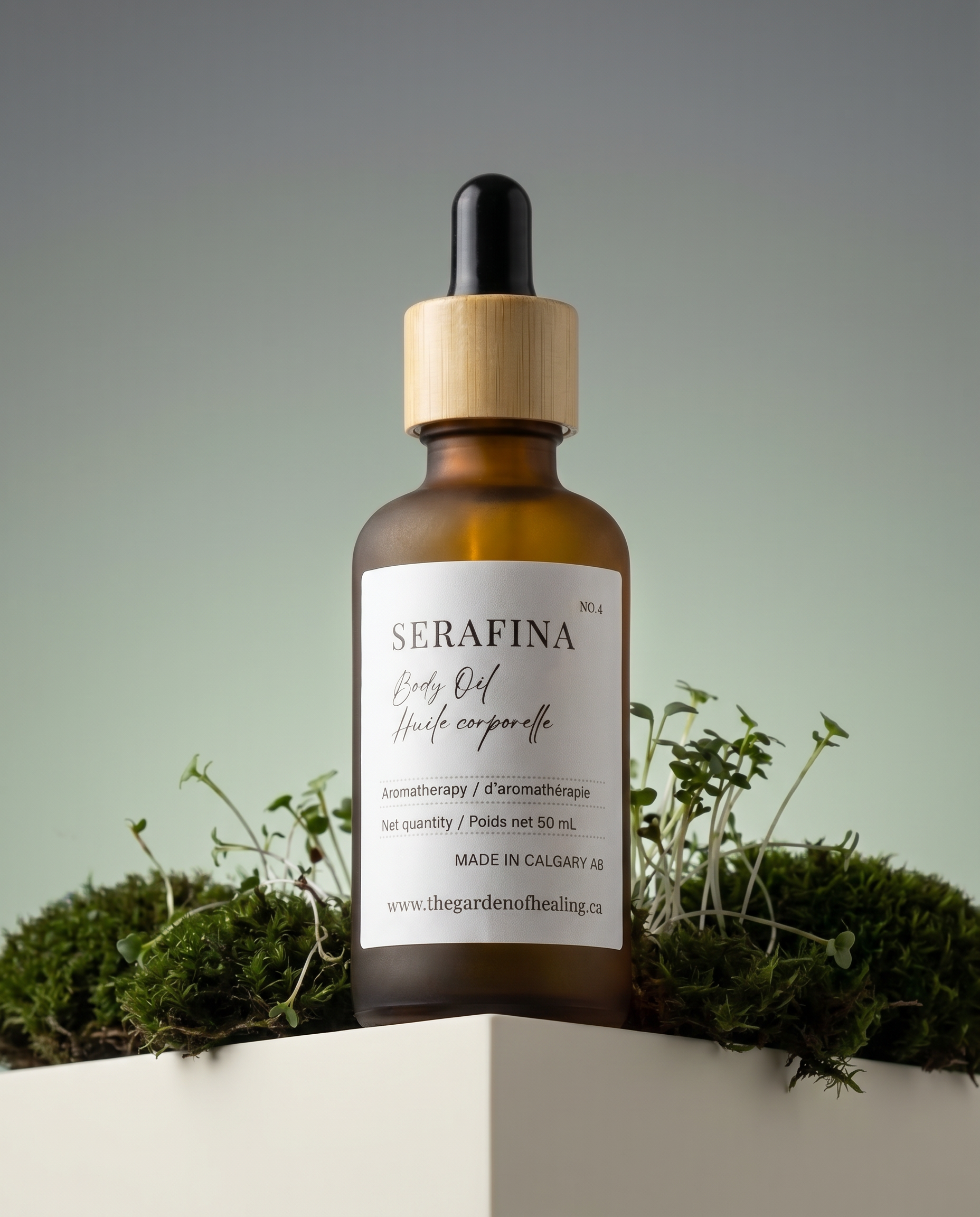 Serafina Bio-Active Lipid Recovery Oil by Garden of Healing - A sophisticated Lemon and Cocoa body oil for cognitive clarity and a silken glow.