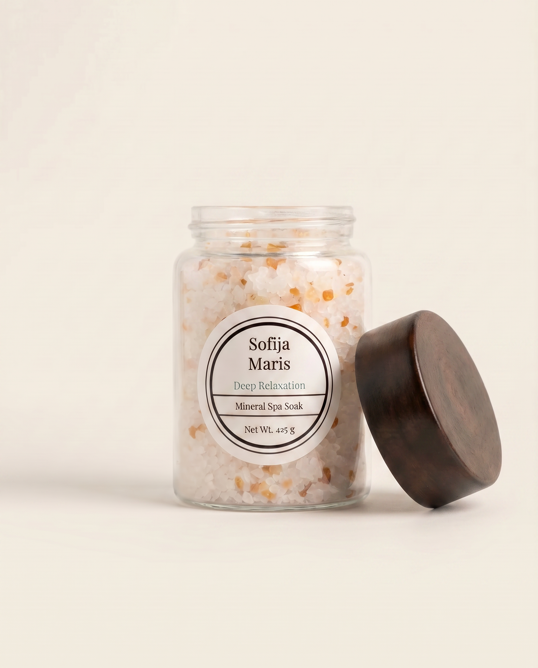 Sofija Maris Mineral Spa Soak, Dead Sea salt bath soak, Himalayan pink salt bath, aromatherapy bath salts, luxury mineral soak, relaxing bath salts.