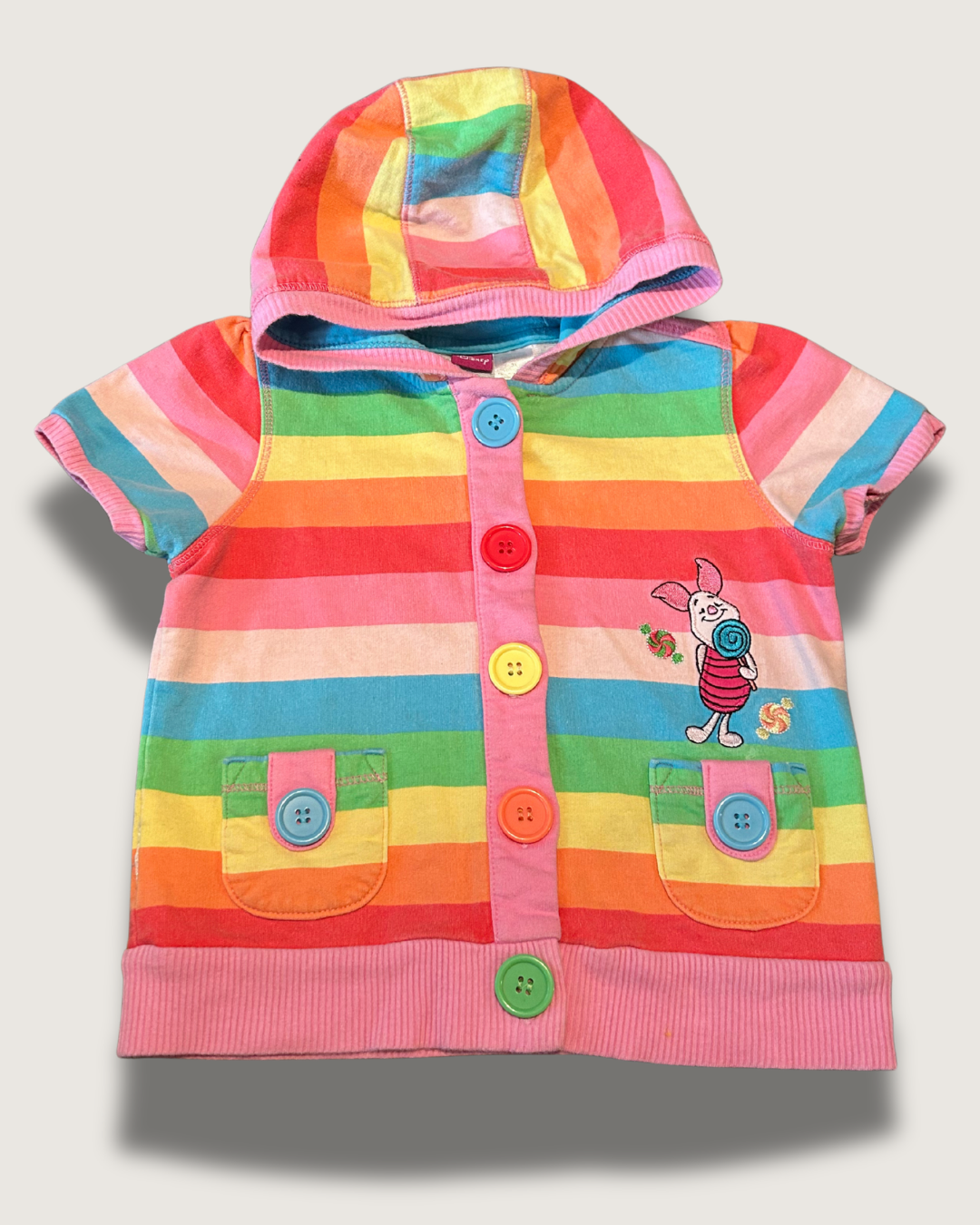 Vintage/Y2K Disney - Winnie the Pooh (Piglet) Hooded Short-Sleeve Sweater