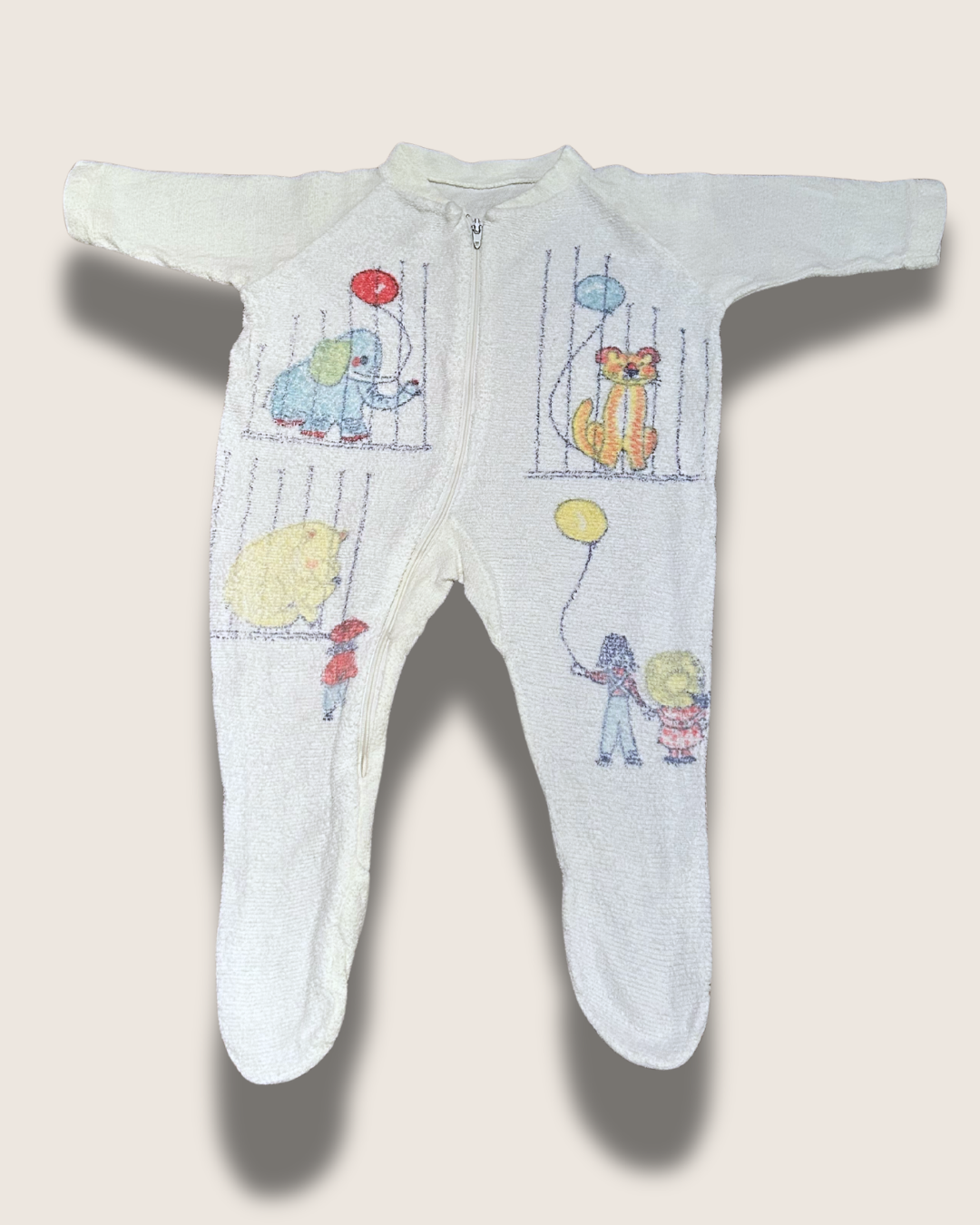Vintage Zoo Animals Terry Cloth Footie