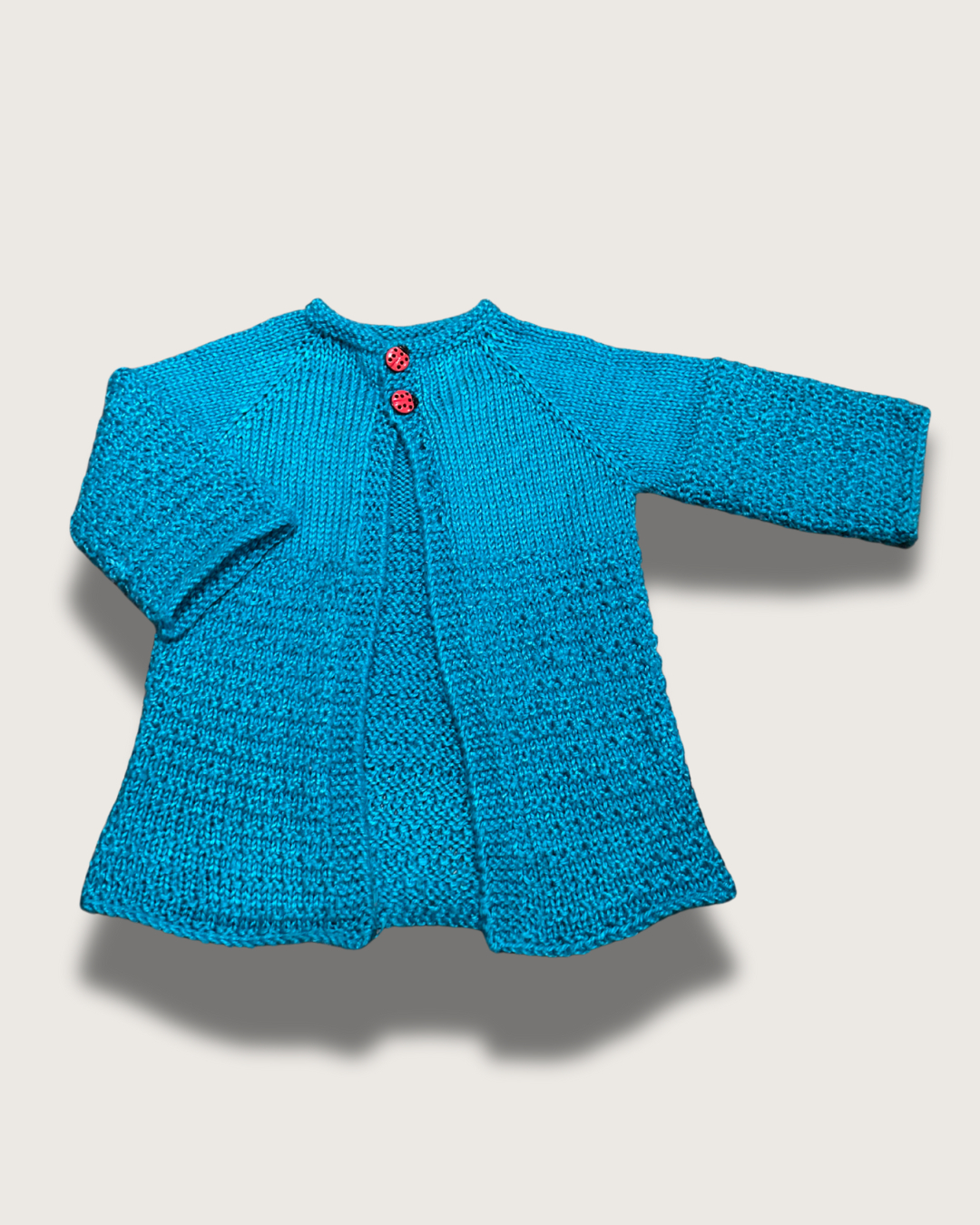 Handmade Soft-Knit Cardigan (Ladybug)