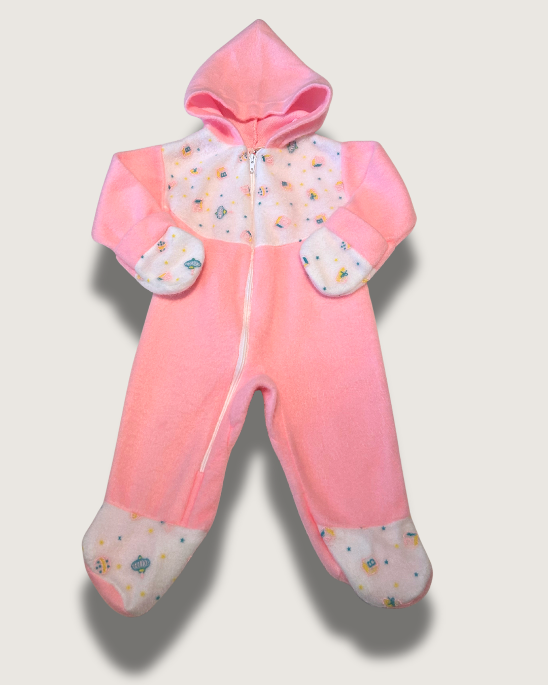 Vintage Kids Club - Hooded (Brushed Fleece) Footie (Hideaway Mittens)