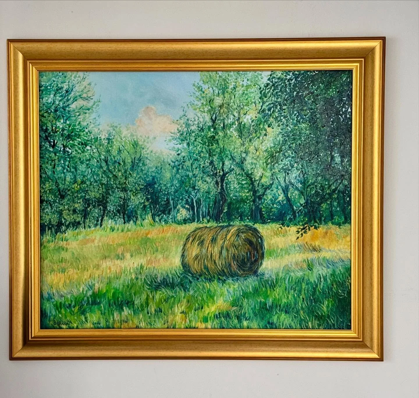 There, where the sun slips through the crowns of trees,
and the scent of fresh grass lingers on the breeze,
where crickets play their symphony, 
unseen,
in this realm of green, serene.☀️🍃
- oil on canvas🎨
#oiloncanvas #impressionism #impressionist 