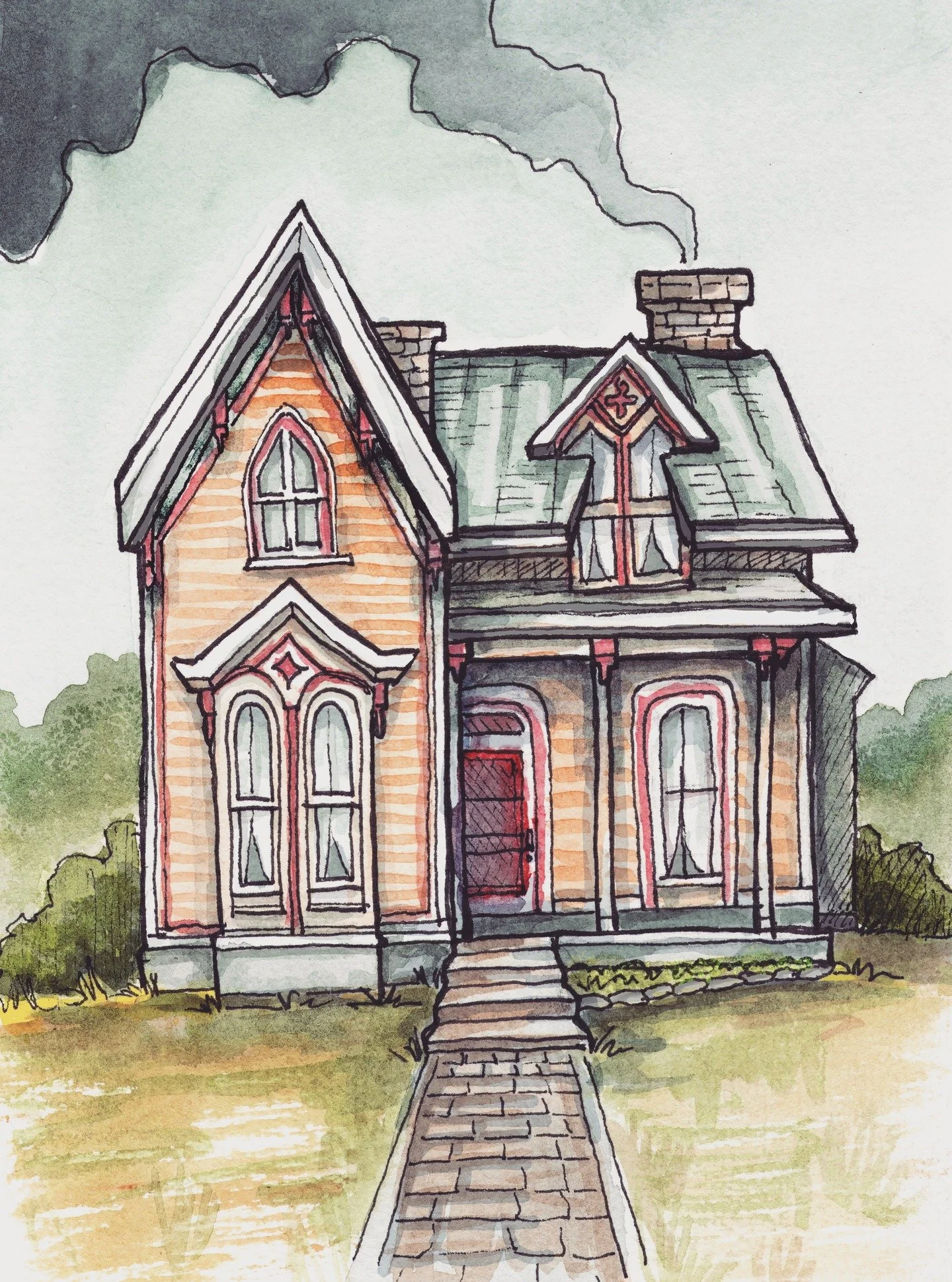 House on Dog Hill
5x3&quot; - Watercolor and ink.

Painting historic houses will never get old.

#historichomes #historicpreservation #clarksvilletn #watercolorillustration