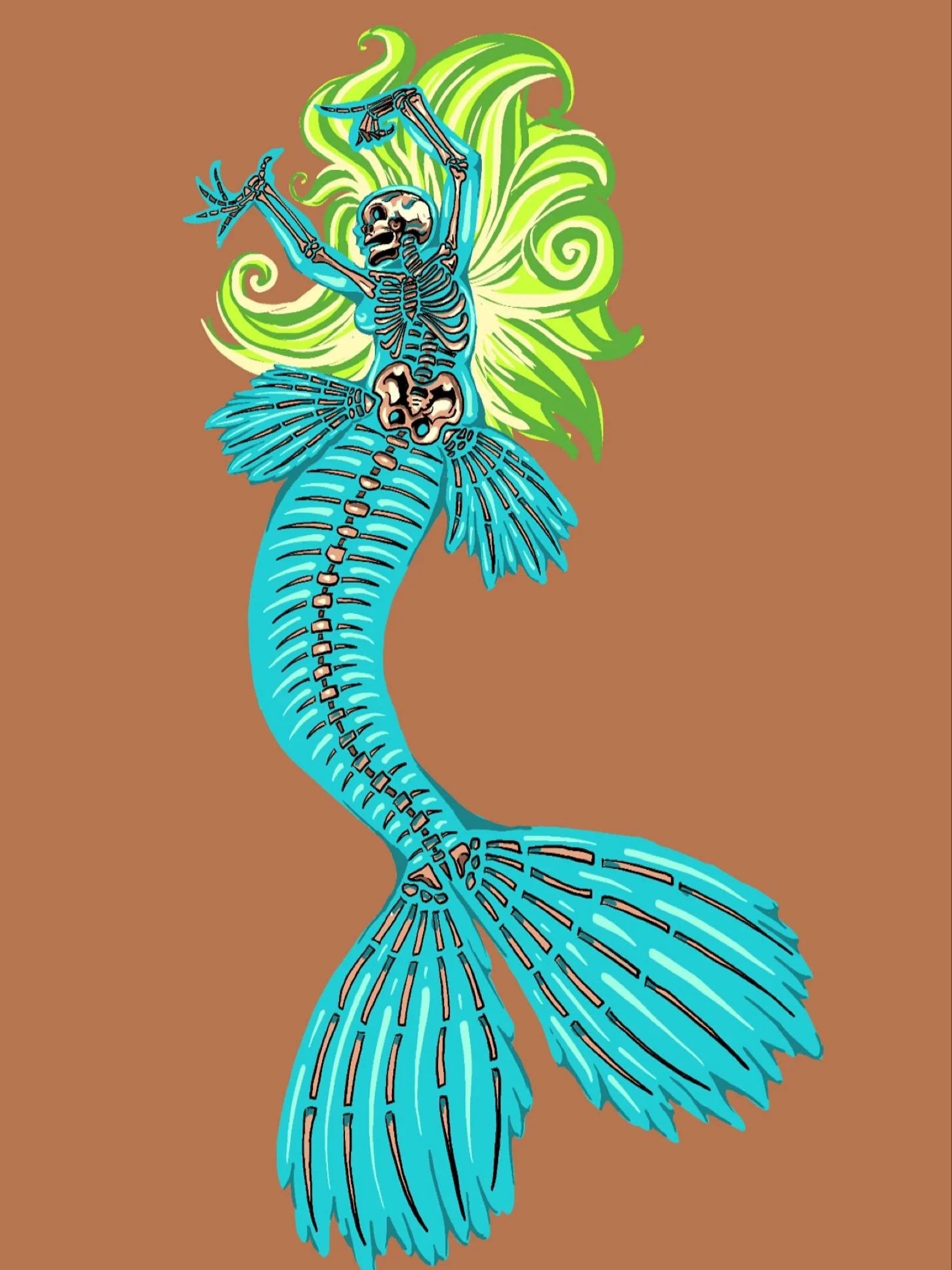 🧜🏼&zwj;♀️ The beautiful thing about mermaid anatomy &hellip; is that it doesn&rsquo;t really have to make sense.

#mermaid #mermaidillustration #mermaidskeleton