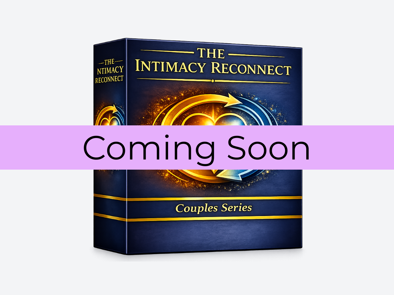 A woman with curly red hair wearing a blue long-sleeve shirt is smiling with her eyes closed and fists raised in triumph against a pink background.