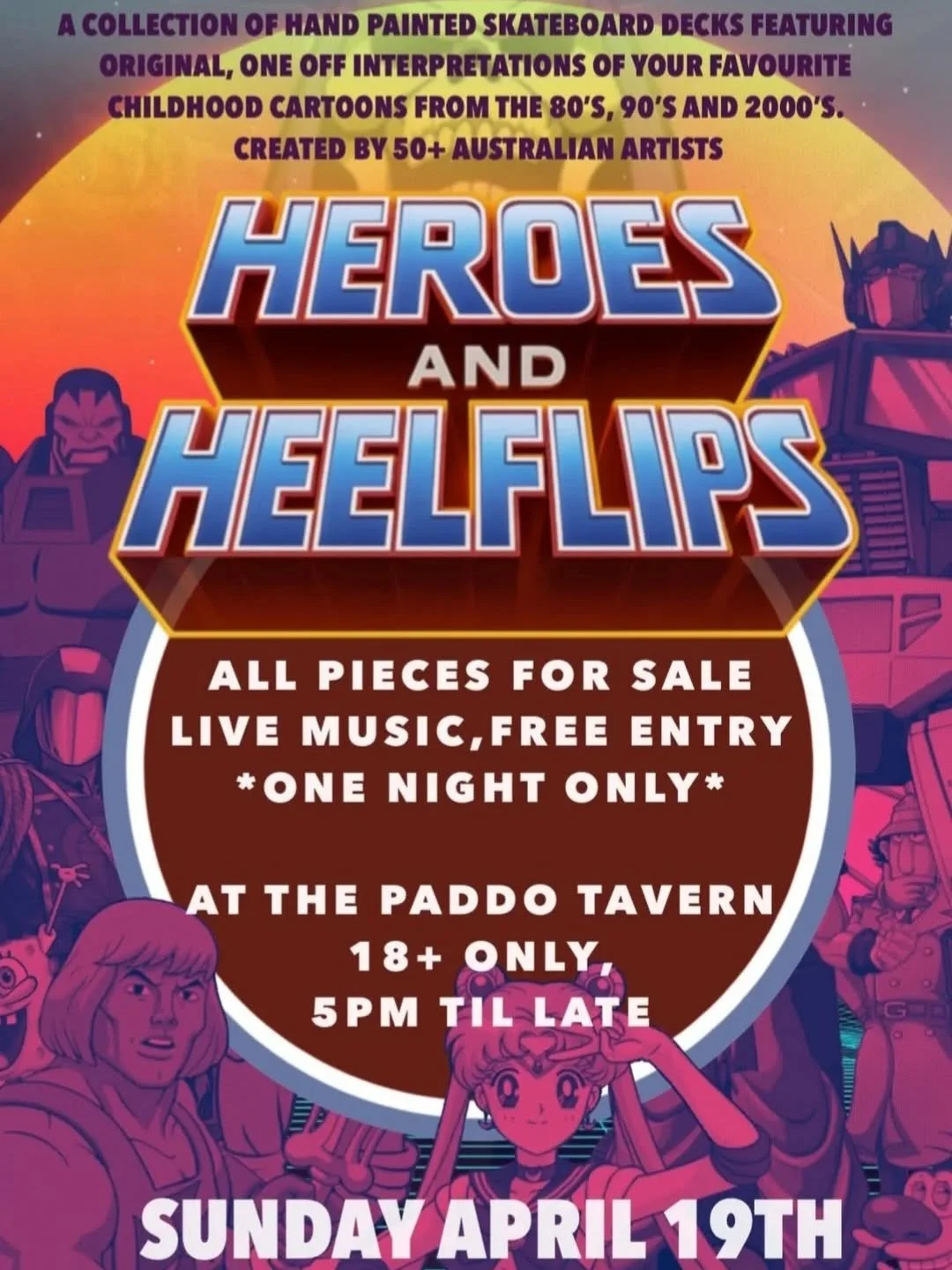 HEROS and HEELFLIPS.
@more_sauce_ is hosting this exciting skate deck art exhibition on Sunday the 19th of April.
Featuring 50 of the finest local artists , this promises to be a unique display of talent, showcasing an array of artistic styles that w