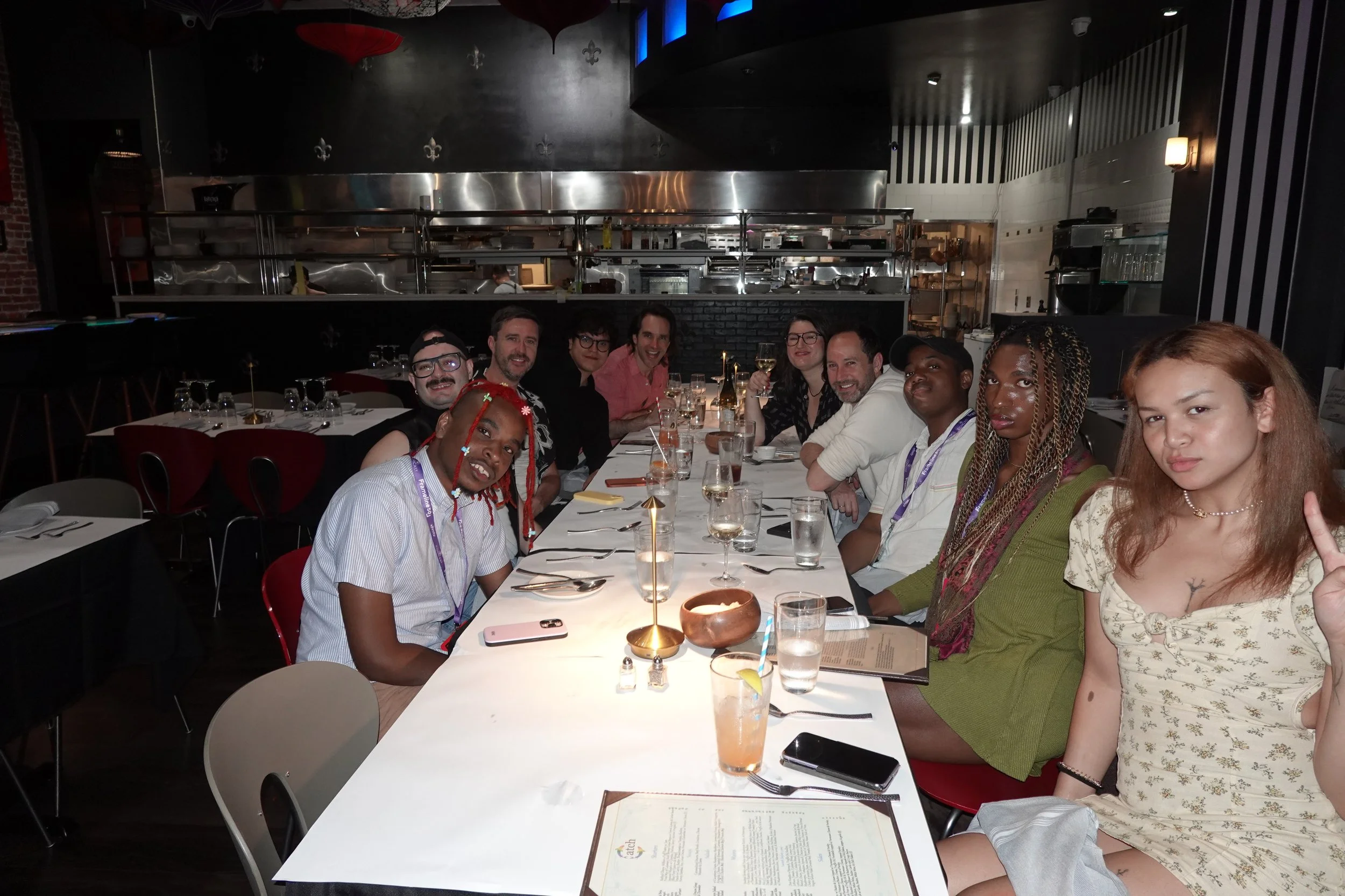 Dinner hosted by LHB Productions during Frameline50. Guests include David Hatkoff, Jorge Molina, James Woolley, Gary Jaffe, Emily Lesser, and Thee Rose.