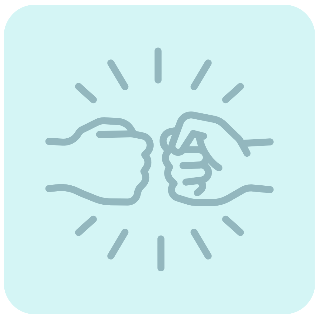 Icon of two gray people silhouettes inside a light blue rounded square.