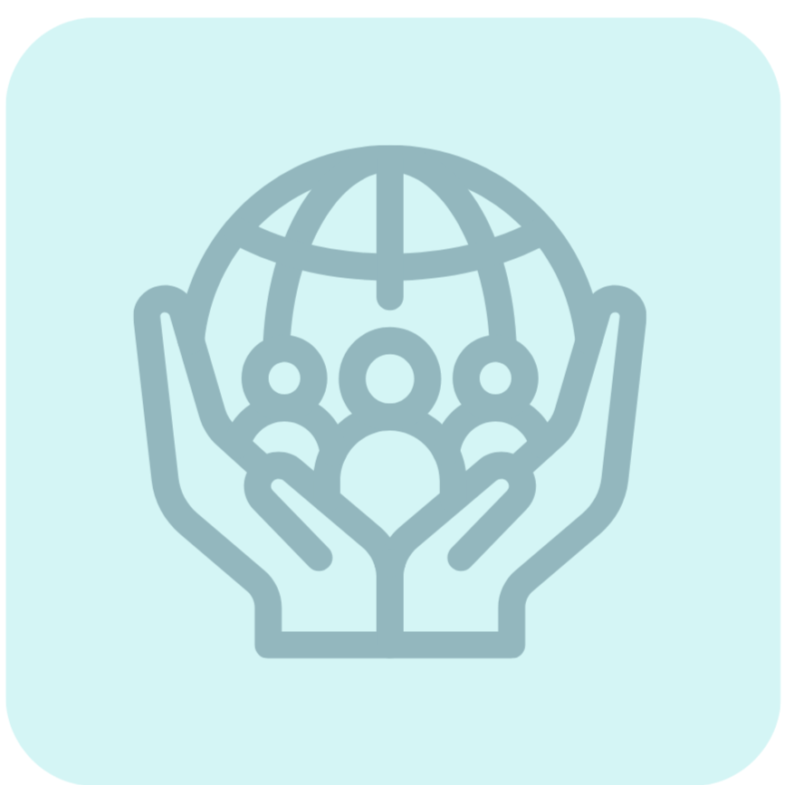 A light blue square icon with rounded edges and a centered darker blue heart symbol.