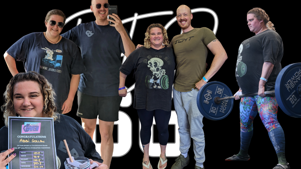 Photo's Of Abbi and Coach Brendan. Abbi showing her certificate of PB's at Strength Haven Powerlifting Meet in Cranbourne. And a Proud Coach. And Sumo Deadlift performance.