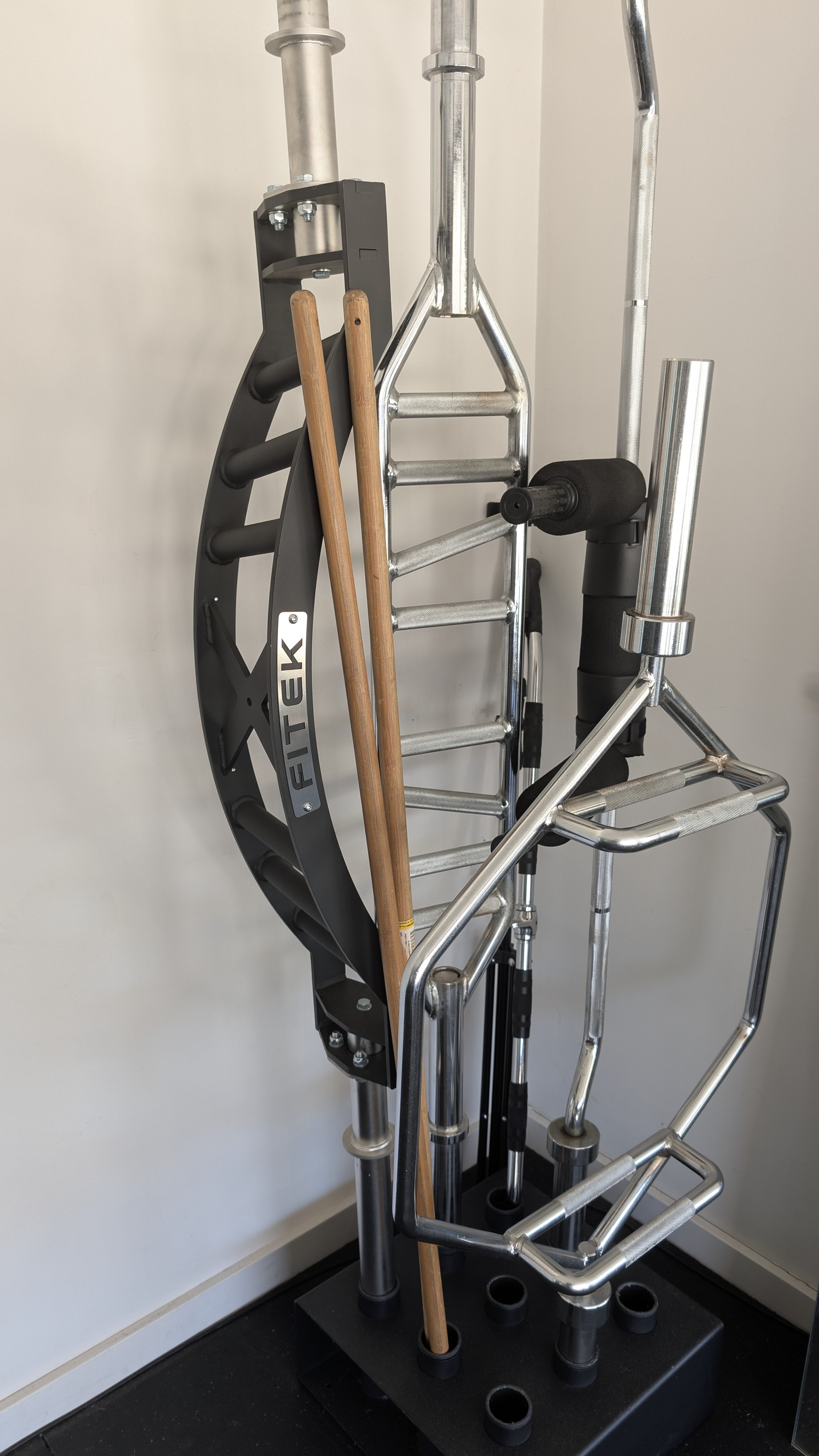 FITEK Cadelac barbell, Swiss barbell, Safety Squat Bar, Trap Bar. Photo is showing REP 66 Personal training Studio in pakenham has options for all health and fitness levels so even a beginner can start or an expert can improve with 1:1 PT here.