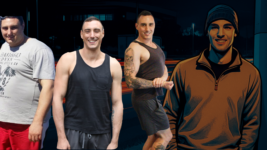 illistration of Damian Shiambi and his weight loss and muscle gain