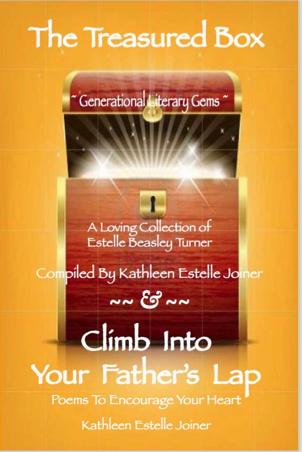 Cover of 'The Treasured Box' featuring a glowing treasure chest with text about a collection by Kathleen Estelle Joiner.