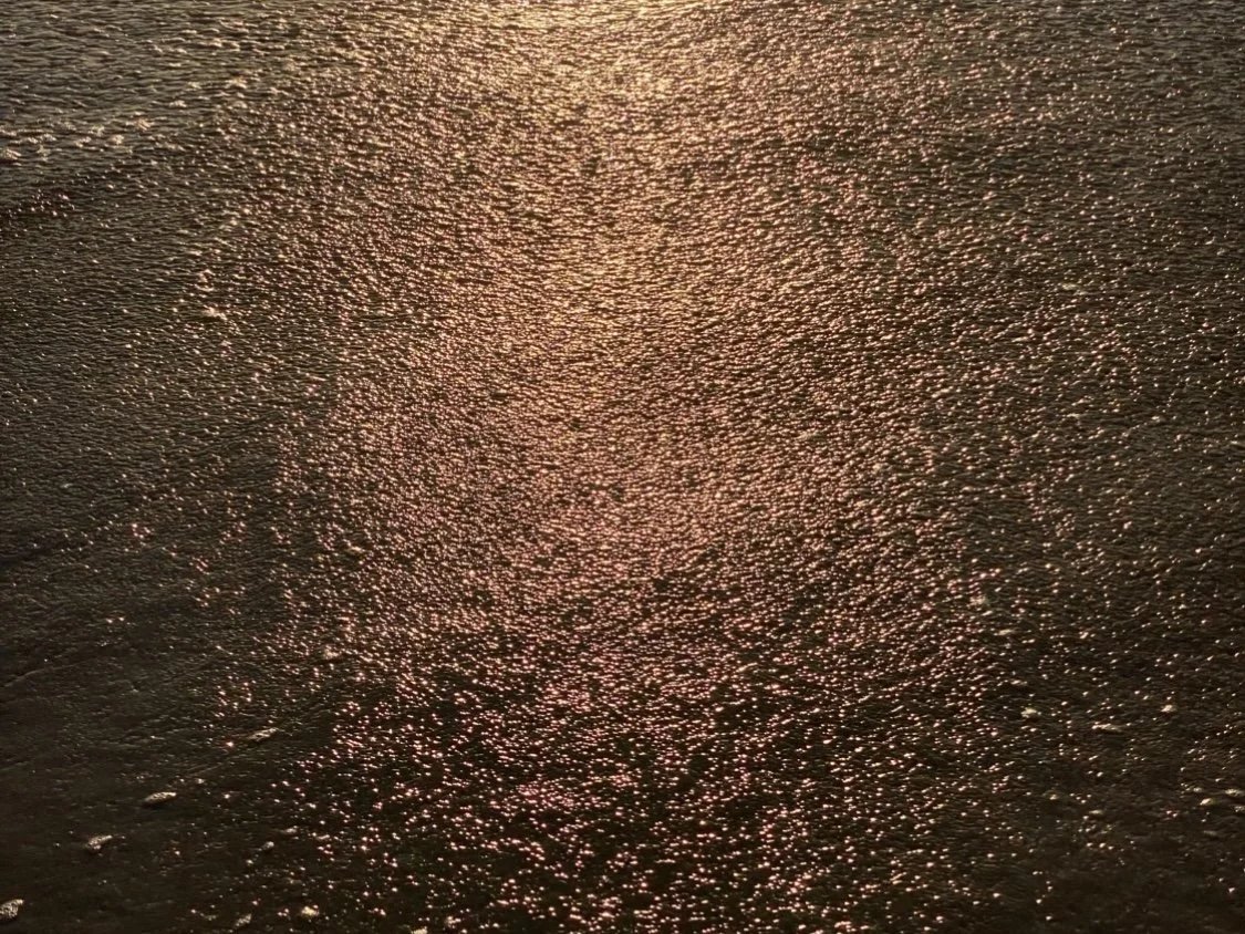 Sunlight rays sparkling on the ocean at sunrise