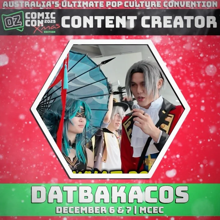 I will be a Creator at @ozcomiccon Xmas Edition!! 📸
I will be Cosplaying KFC Breakup Geto Suguru

📍Melbourne Convention Centre 
📆 Sat 7th and Sun 8th of Dec (I will be only going Sunday)

Doors open: 9:30AM - 4:30PM

Looking forward to seeing you 