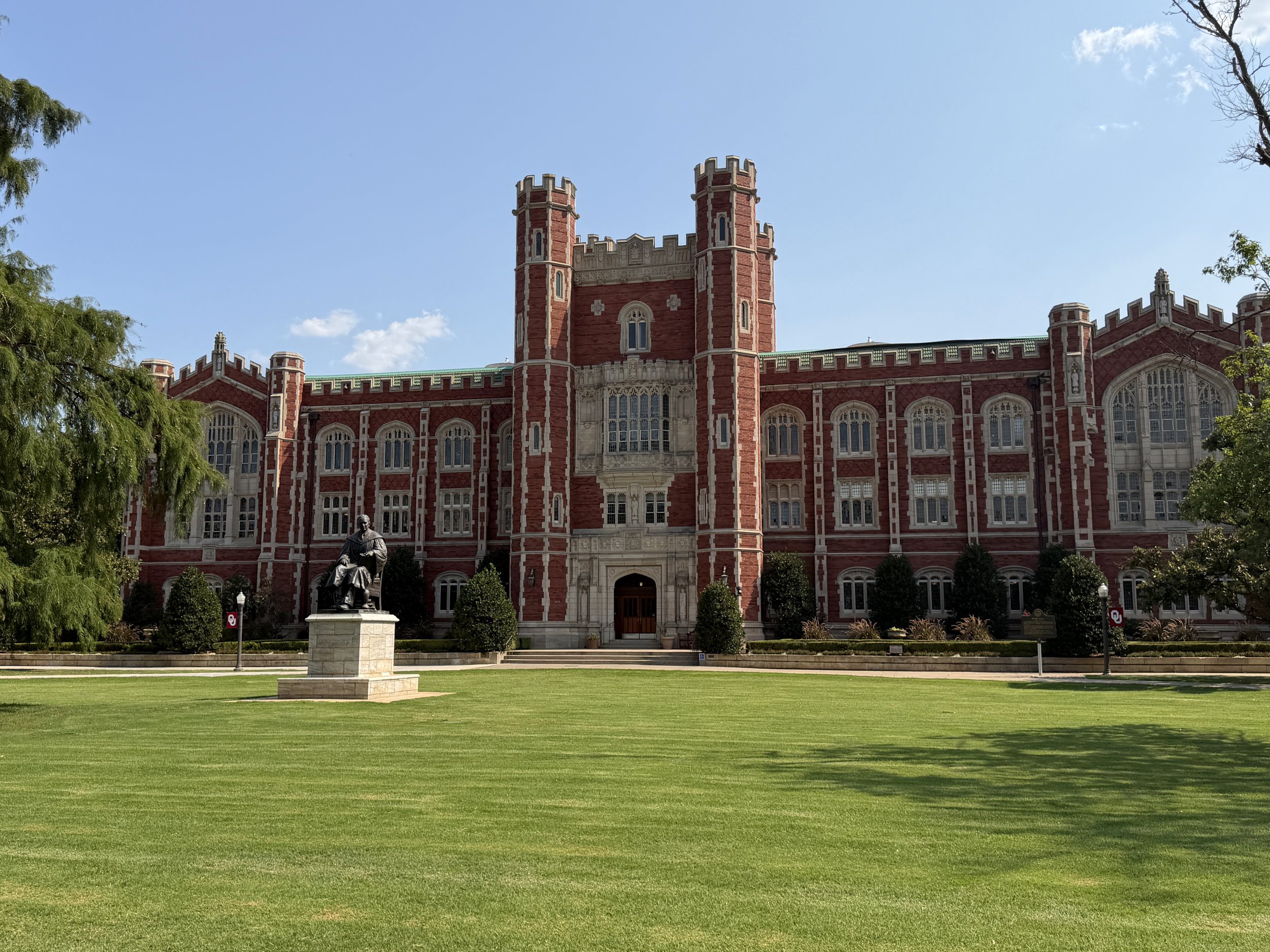Historic Evans Hall on the University of Oklahoma campus in Norman, Oklahoma