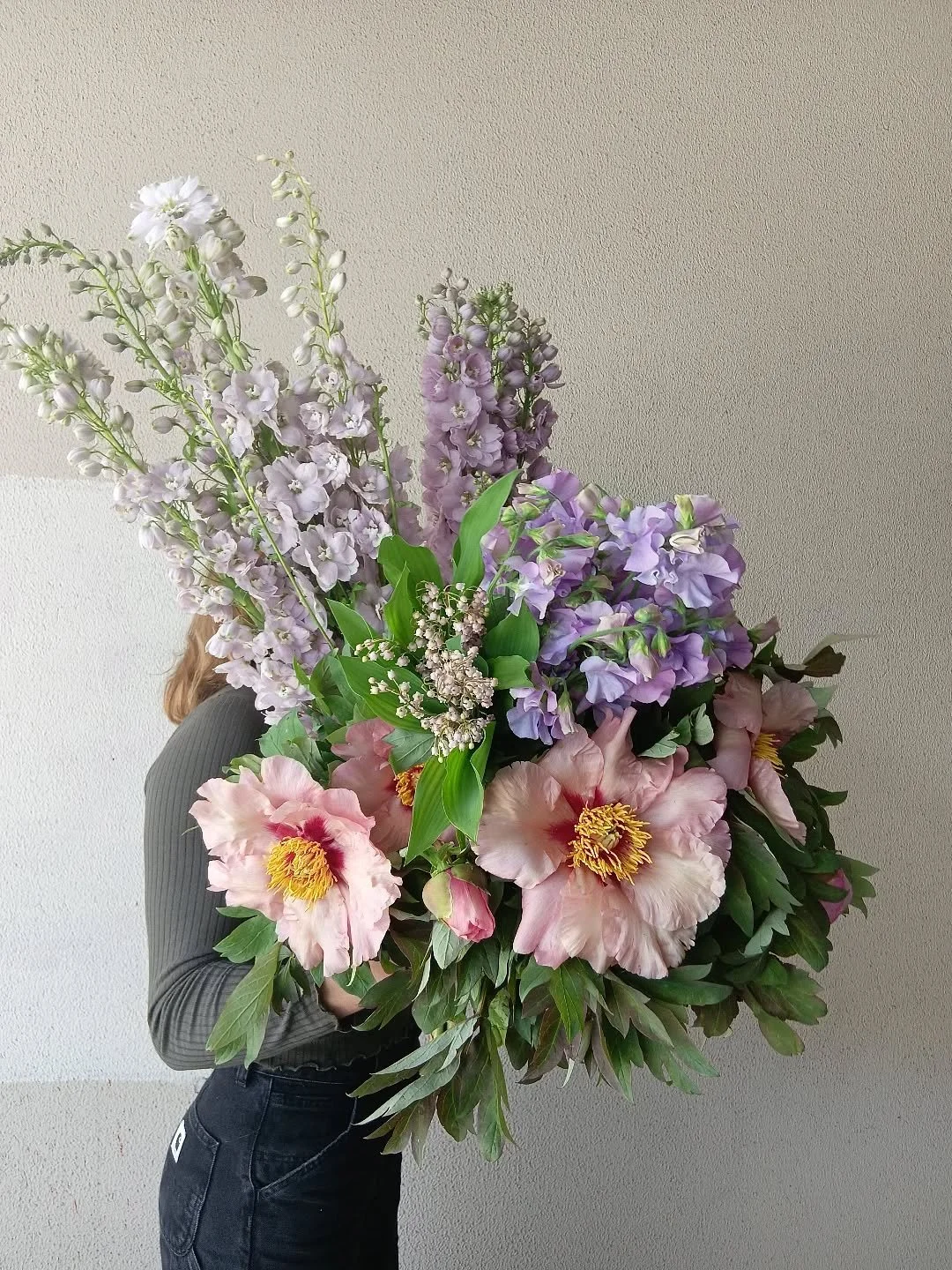 Delphinium, Sweet Pea, Lilly of the Valley, and Tree Peonies - so endlessly inspired by the seasons 💜💜