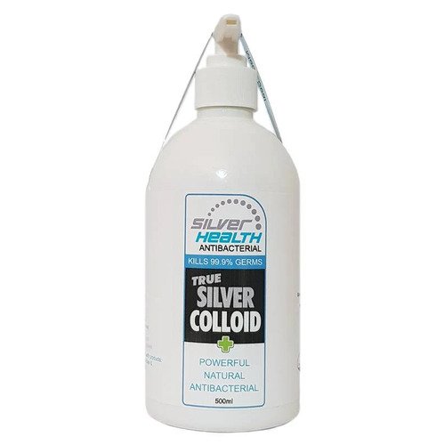 Silver Health Colloid Pump 500 mL — front label showing brand name and product details
