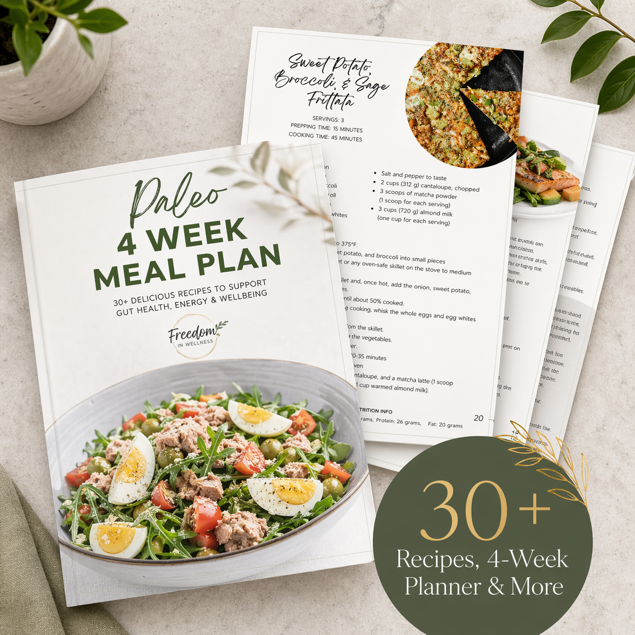 A complete paleo bundle with recipes, meal plans, and nutrition support.