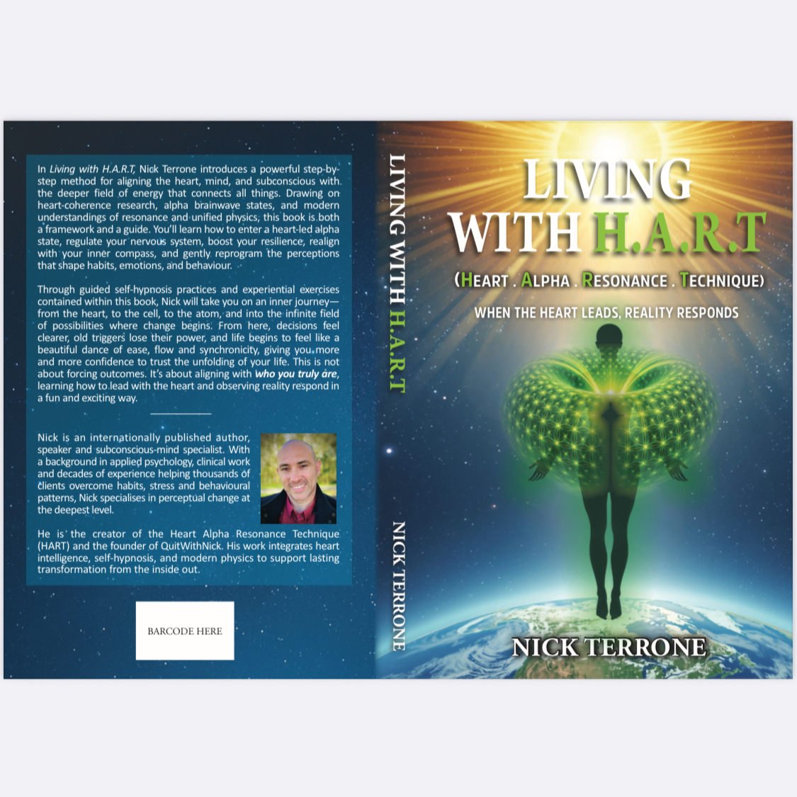 Living with H.A.R.T. by Nick Terrone full book cover featuring Heart Alpha Resonance Technique
