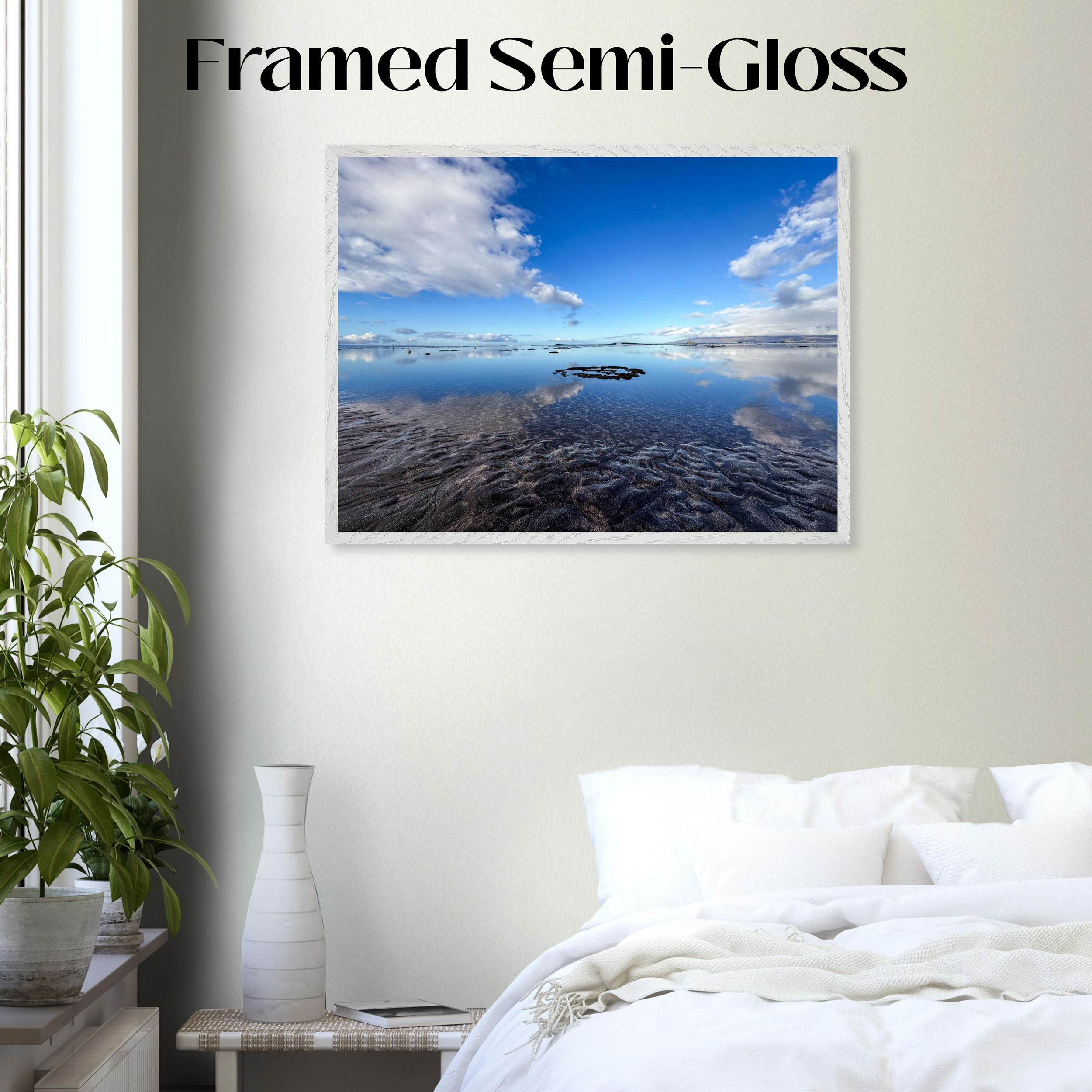 Glassy Maui Morning- Framed Poster Mockup - Semi-Gloss - White Frame - 24x32 inch size - Chrysalis Design Studio - Maui Photography - Labeled.png