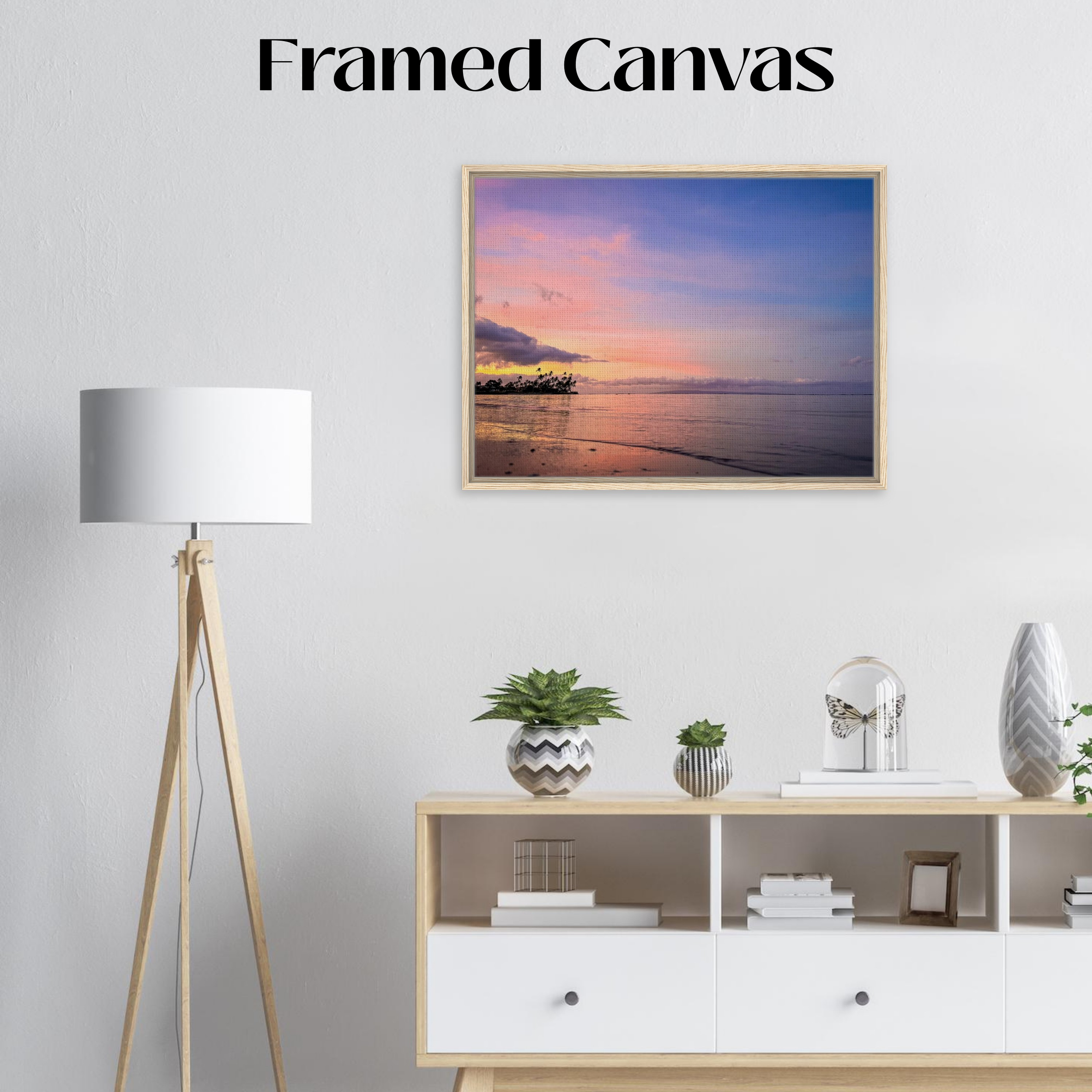 Dawn Patrol - Framed Canvas Print Mockup - Natural Wood Frame - 24x32 inch size - Chrysalis Design Studio - Maui Photography - Labeled.png