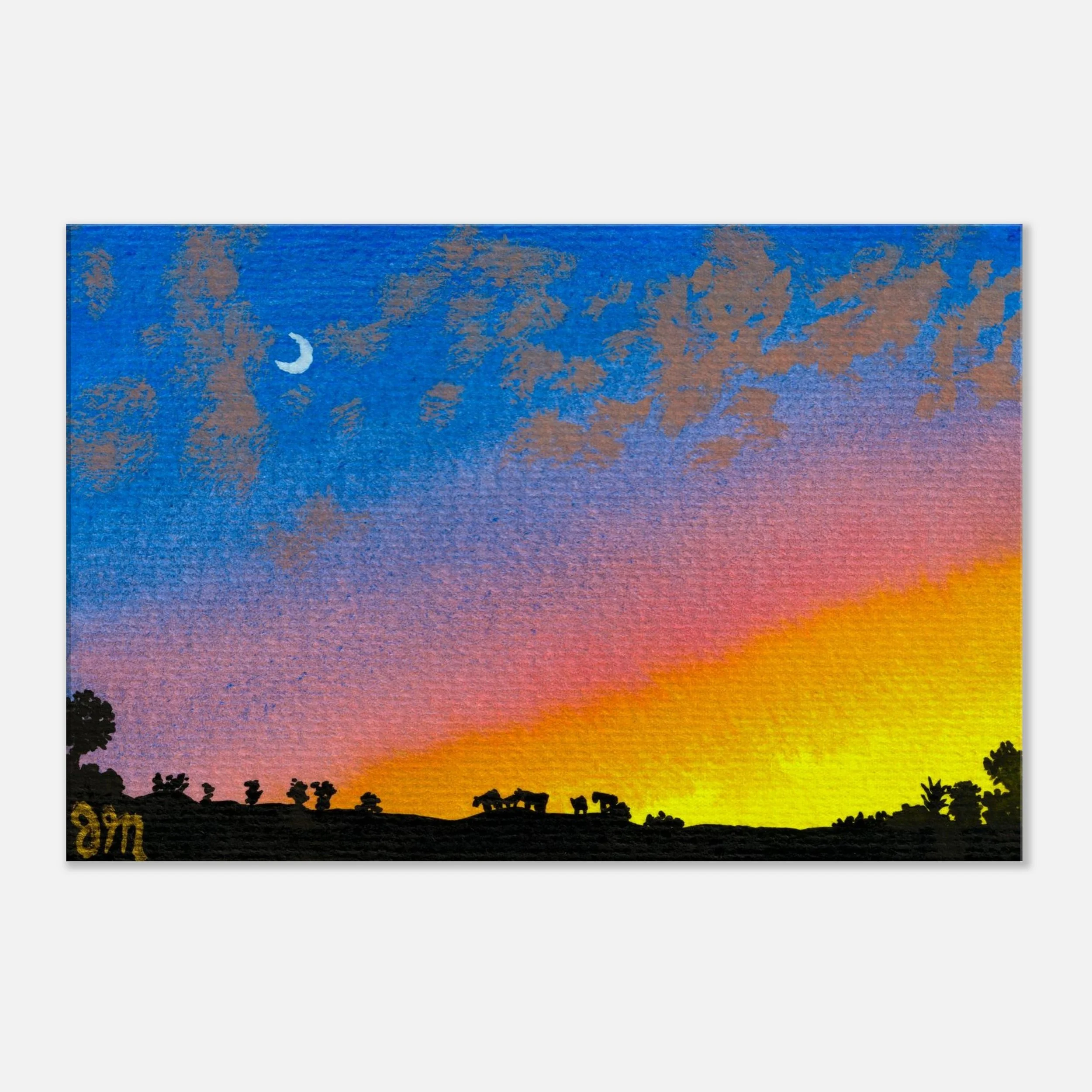 Upcountry Dusk - 24x36 Inch Size - Canvas Print Mockup - Gansai Tambi Watercolor - by Jean Marie Johnson - Chrysalis Design Studio - Art Print.jpeg