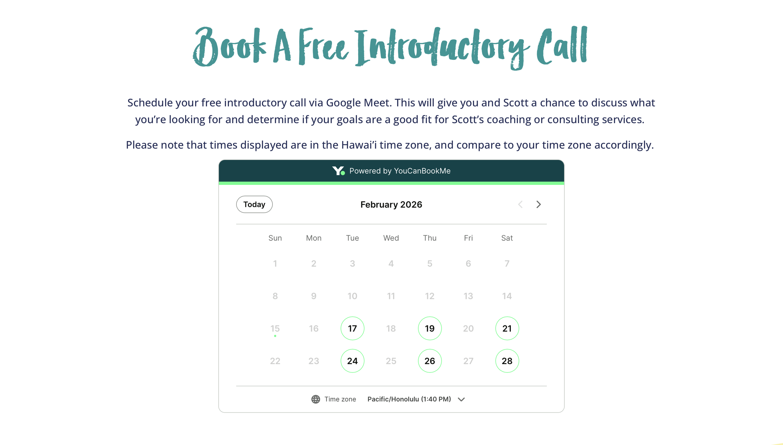 Booking Website for a Coaching Business