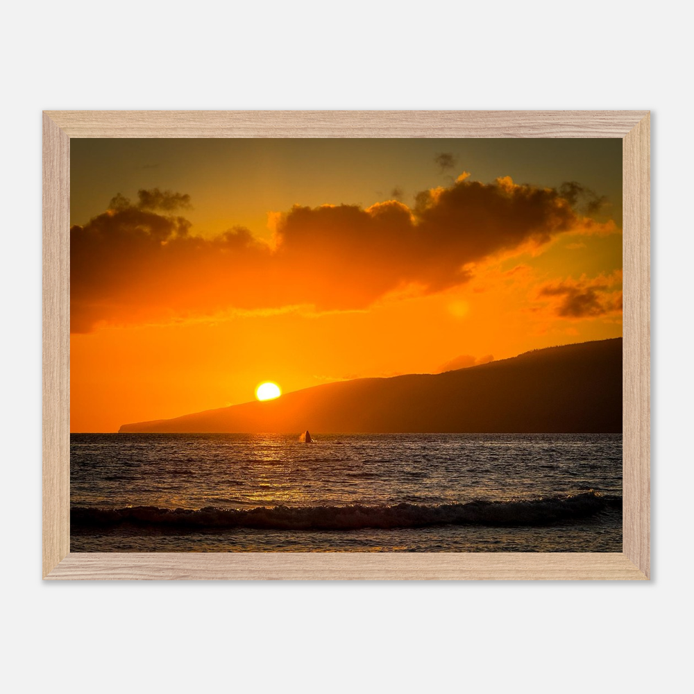 Baby Whale Catching Sunset - Natural Wood Framed Semi-Glossy Print Mockup - Chrysalis Design Studio - Maui Photography.png