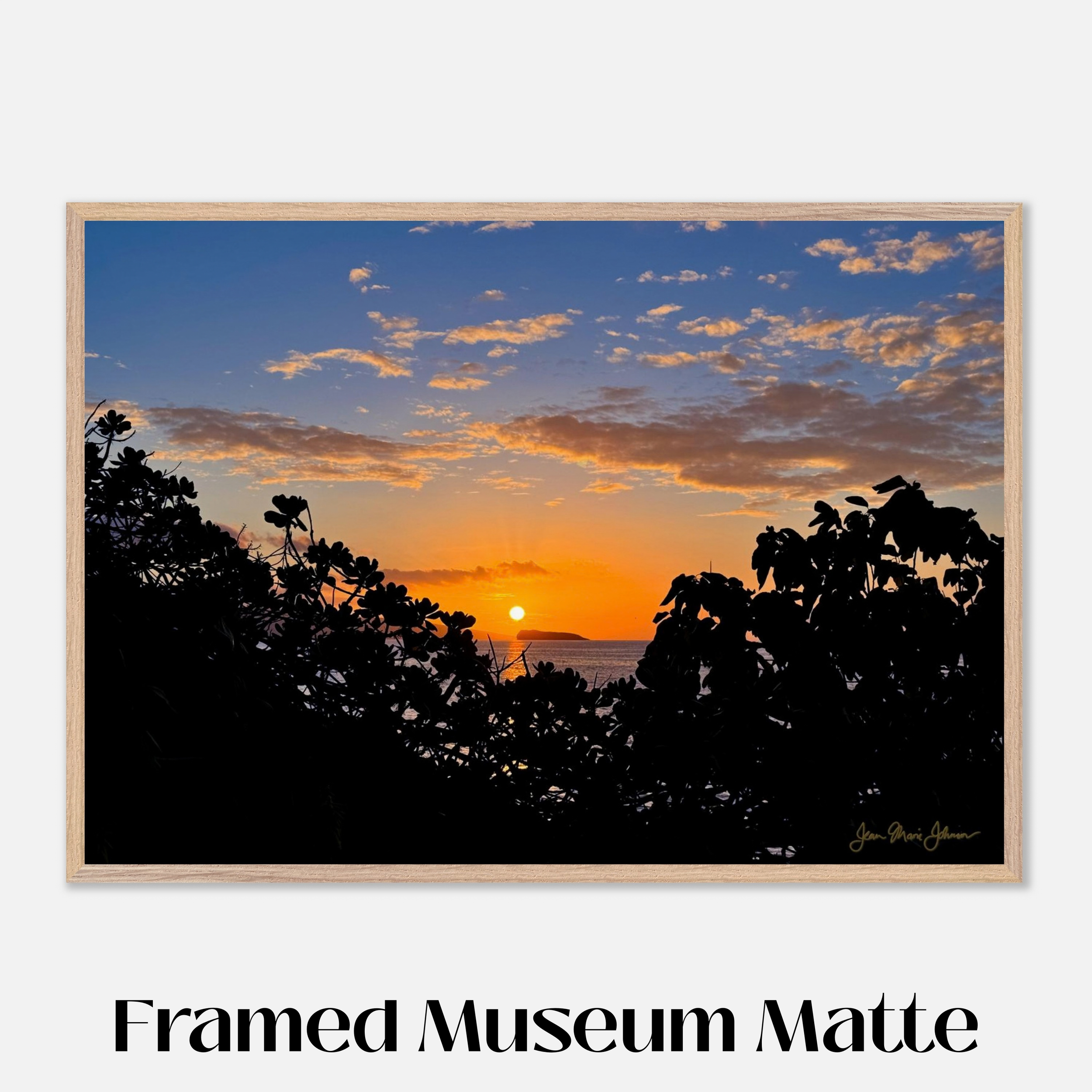 Molokini Sunset - Wood Framed Museum Matte Poster Mockup 28x40 inches - Chrysalis Design Studio - Maui Photography by Jean Marie Johnson.png