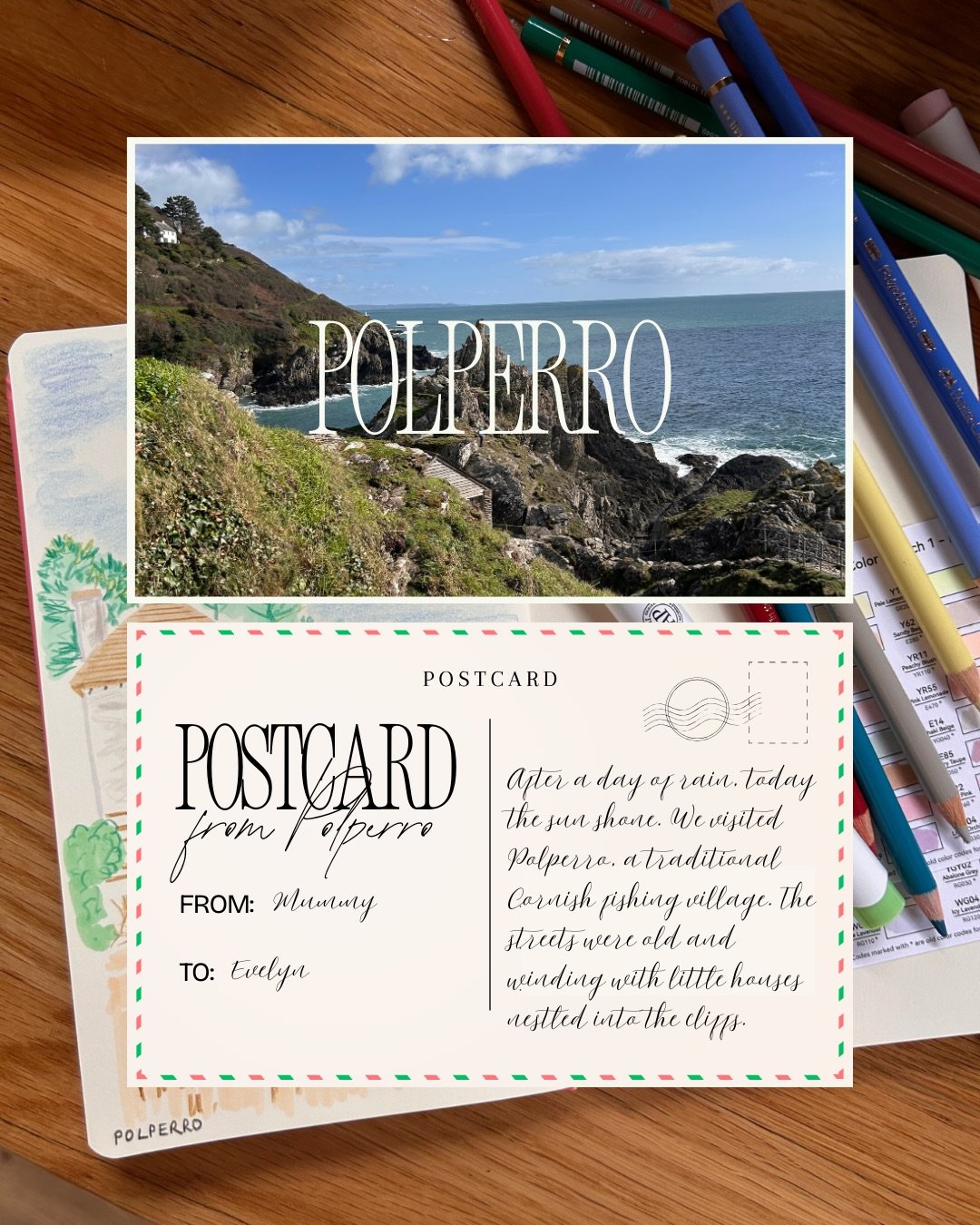 Postcards from Polperro 🌊 

A cute traditional fishing village, sunshine and a Cornish pasty. The sea air was so needed today. It even inspired a quick, loose sketch of the dream cottage overlooking the harbour. 
.
.
.
.
.
#illustrator #quicksketche