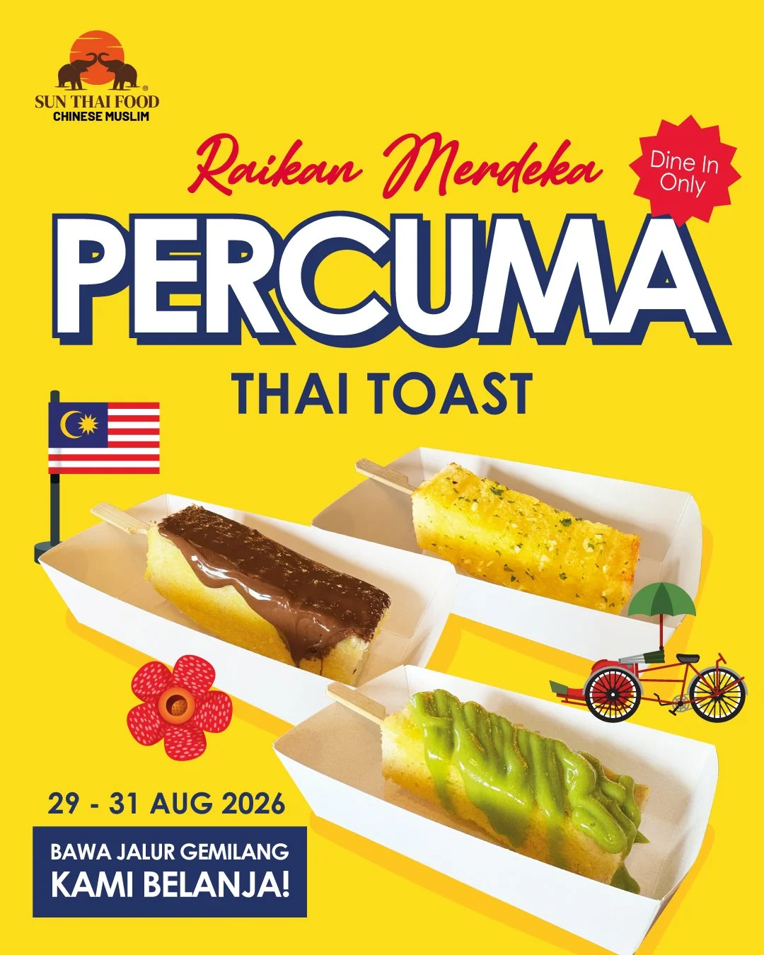 raikan merderka percuma thai toast
