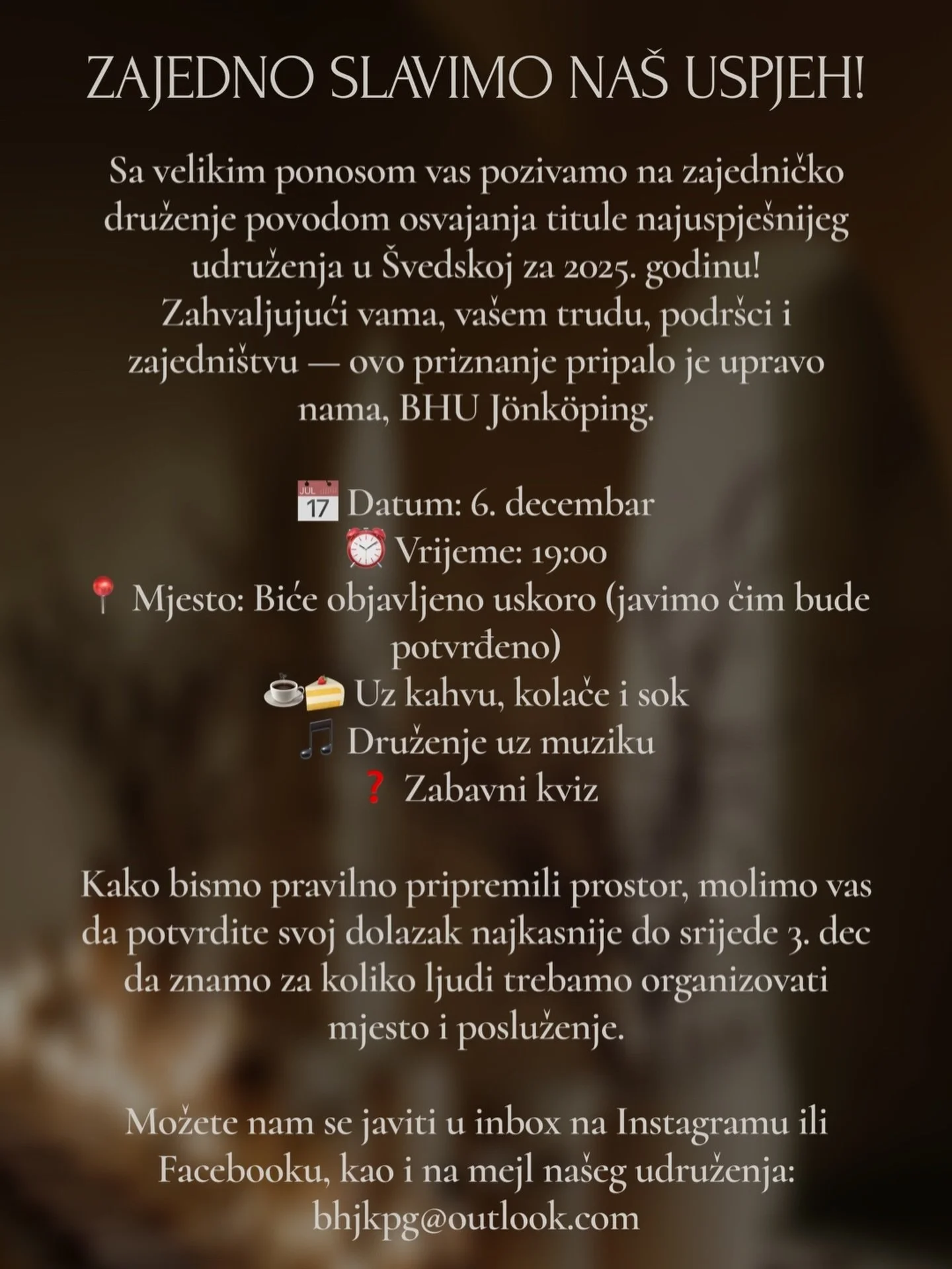 Bujrum! Radujemo se va&scaron;em odazivu i zajedničkom druženju!
Va&scaron; BHU J&ouml;nk&ouml;ping 

/ Glavni odbor #bhujonkoping #druzenje