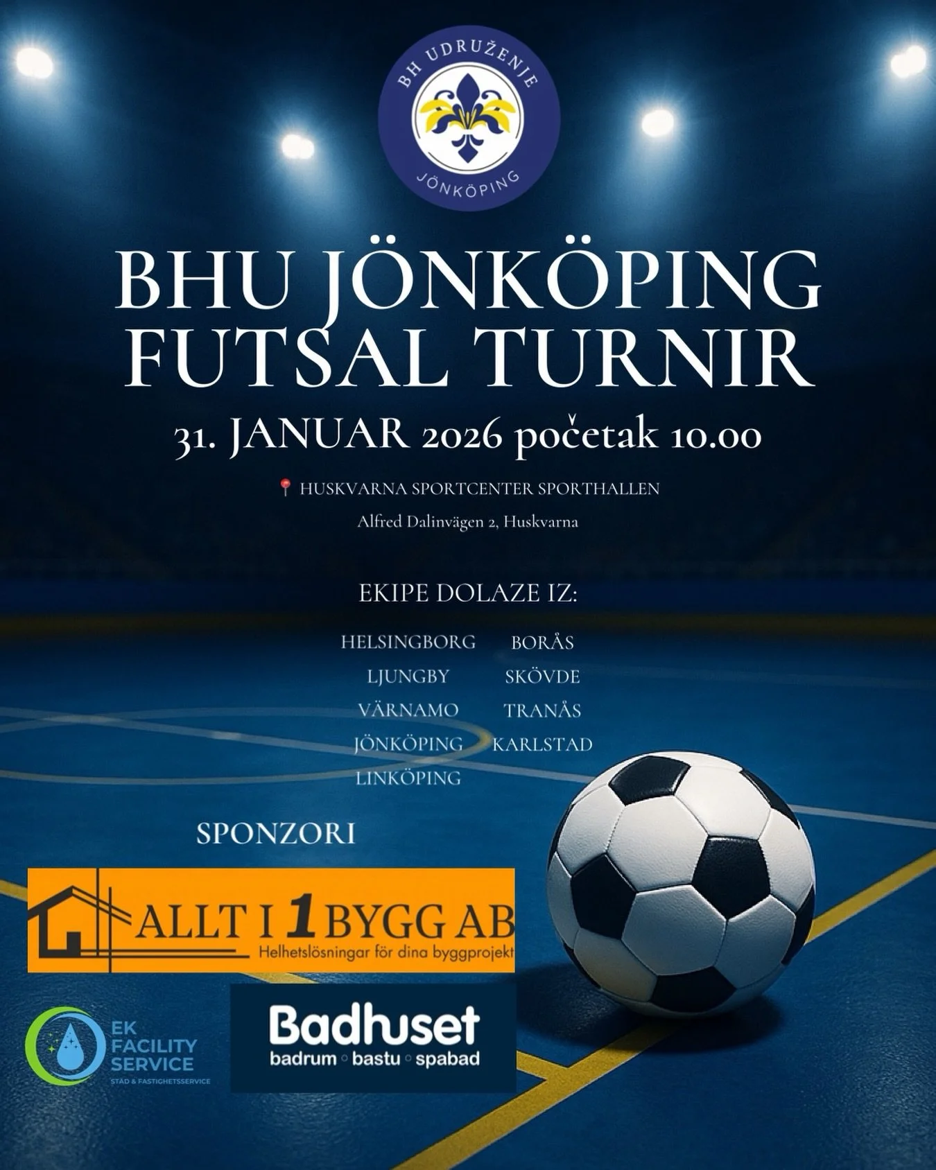 31. Januar - Huskvarna sportcenter! Dobro do&scaron;li na zabavan turnir i dobro druženje ⚽️