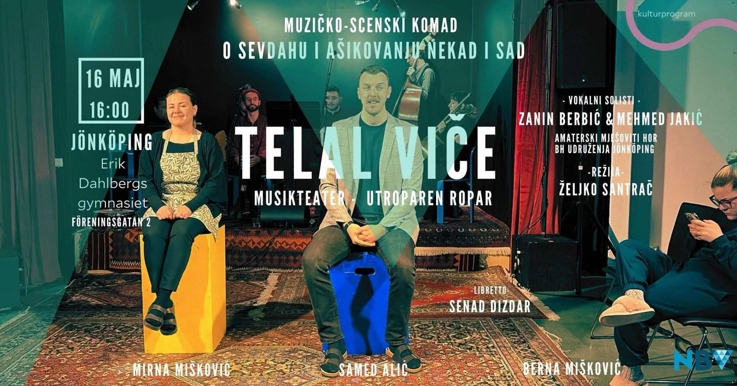 ✨TELAL VIČE &ndash; J&Ouml;NK&Ouml;PING - MUSIKTEATER ✨
Nakon izuzetno uspje&scaron;nih premijera u Malm&ouml;u i Helsingborgu, muzička predstava ispunjena sevdahom osvojila je srca publike ❤️
Karte su bile rasprodane, a odu&scaron;evljenje gledalaca