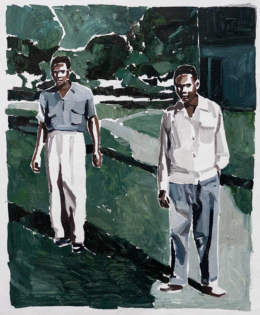 "Two Men II", 2025, oil on linen, 91.5 x 76.5 cm