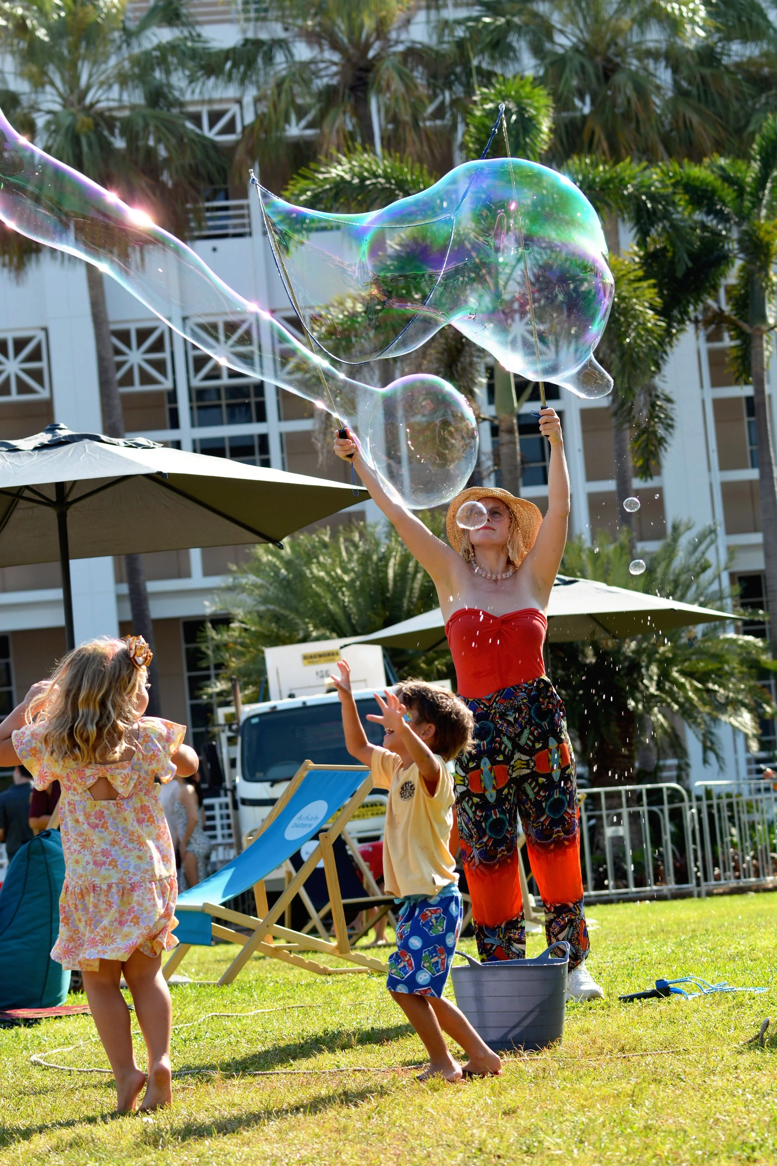 Children jumping for Bubbles - Laksa Fest, Darwin, Nov 2024