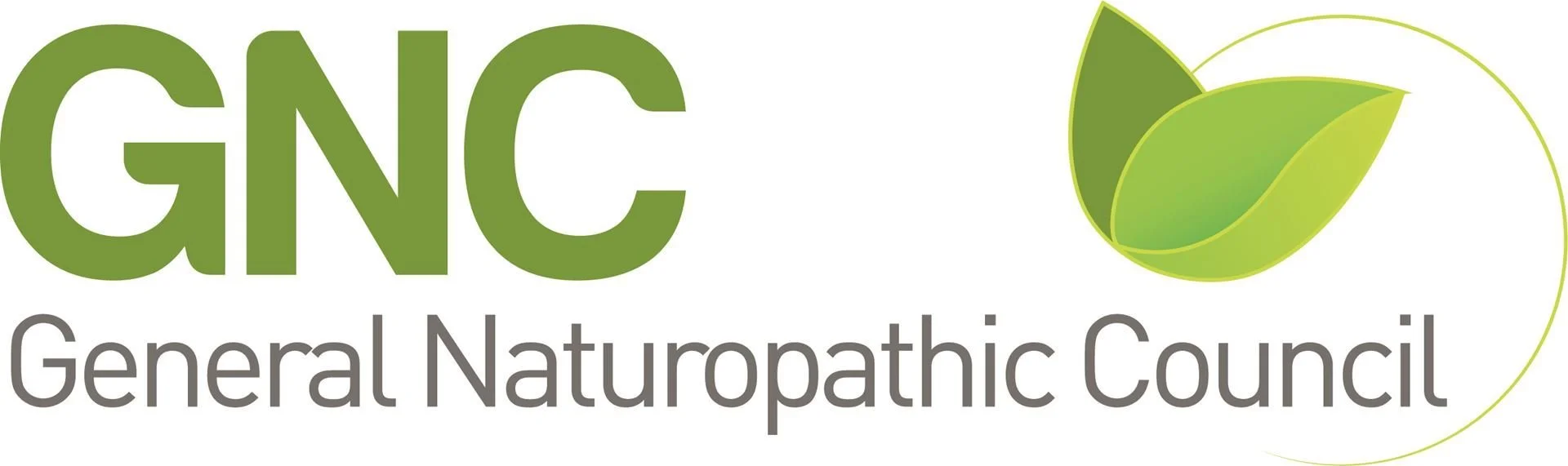 GNC logo with green leaves and the words "GNC General Naturopathic Council" in gray lettering.