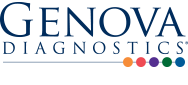 Genova Diagnostics logo with blue text and colored dots