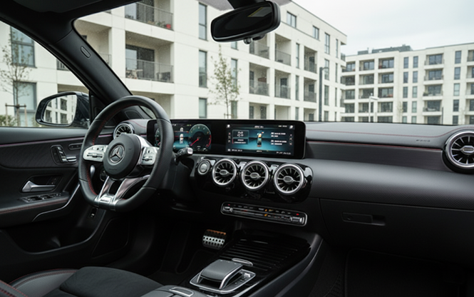 Intérieur Mercedes A 45 S surpiqûres jaunes